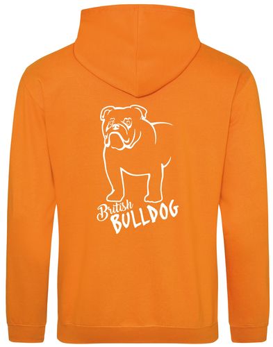 Unisex British Bulldog Pullover Hoodie Orange Crush (White)
