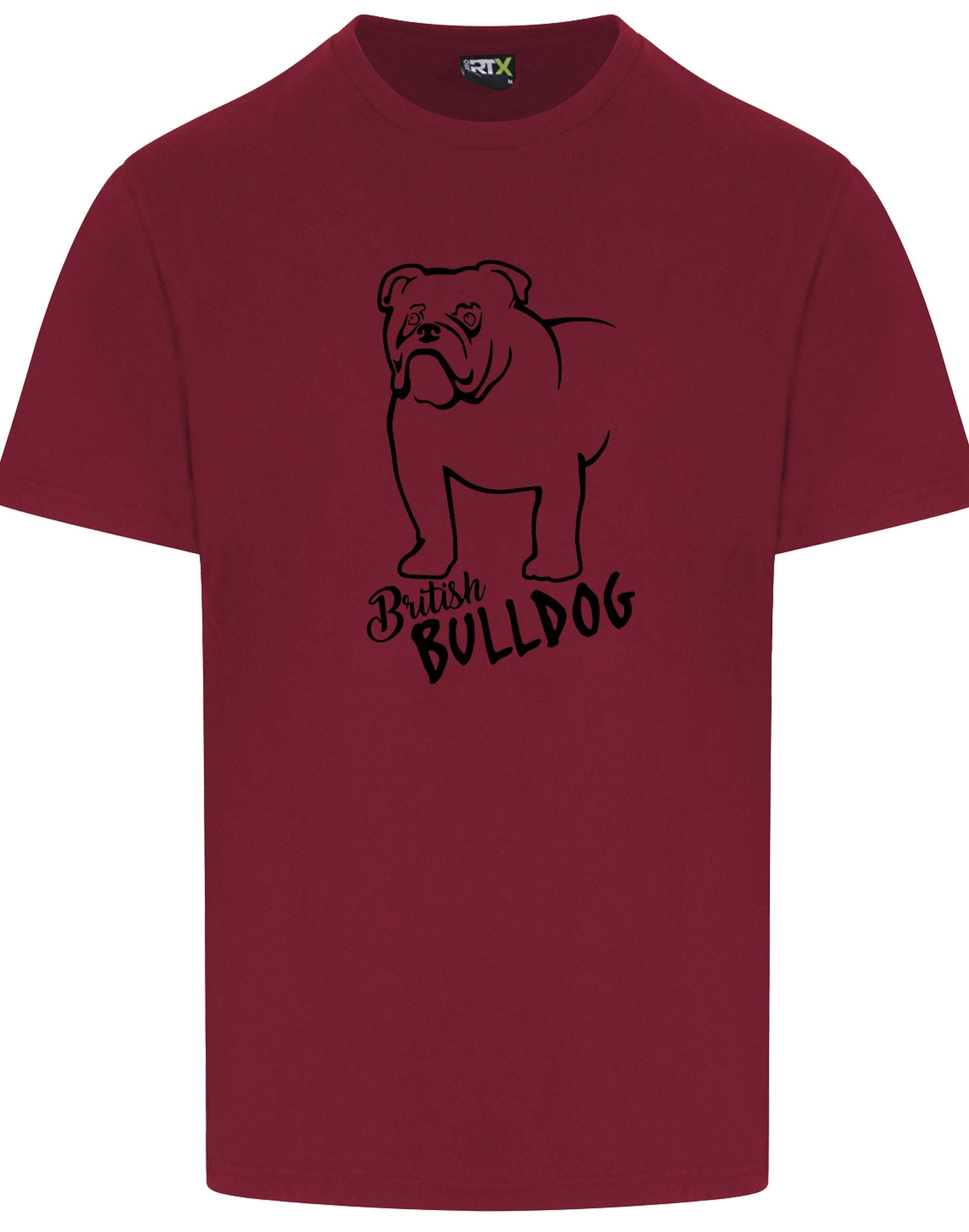 Unisex British Bulldog Roundneck T-Shirt Burgundy (Black)