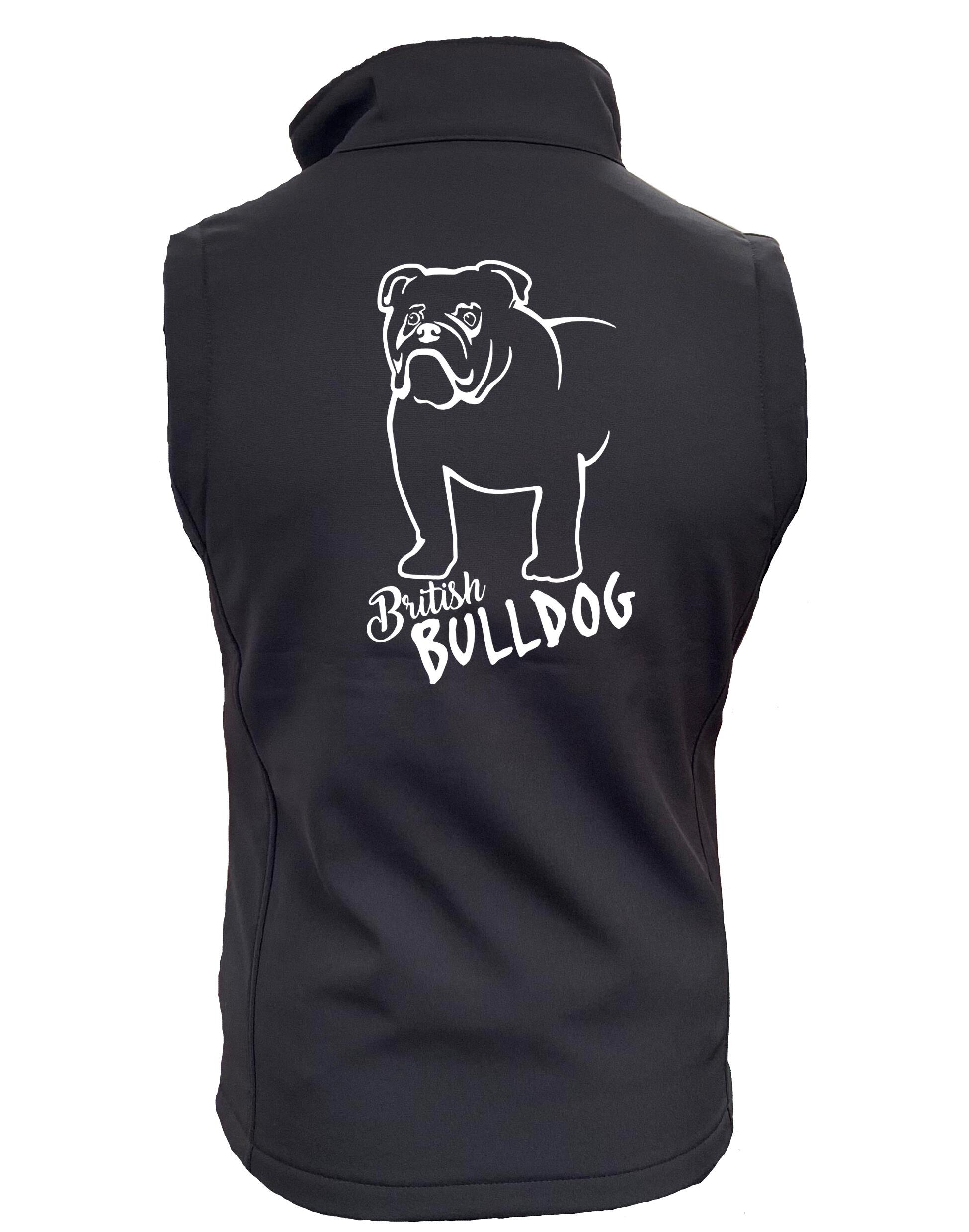 Female British Bulldog Softshell Jacket Black Orange (White)