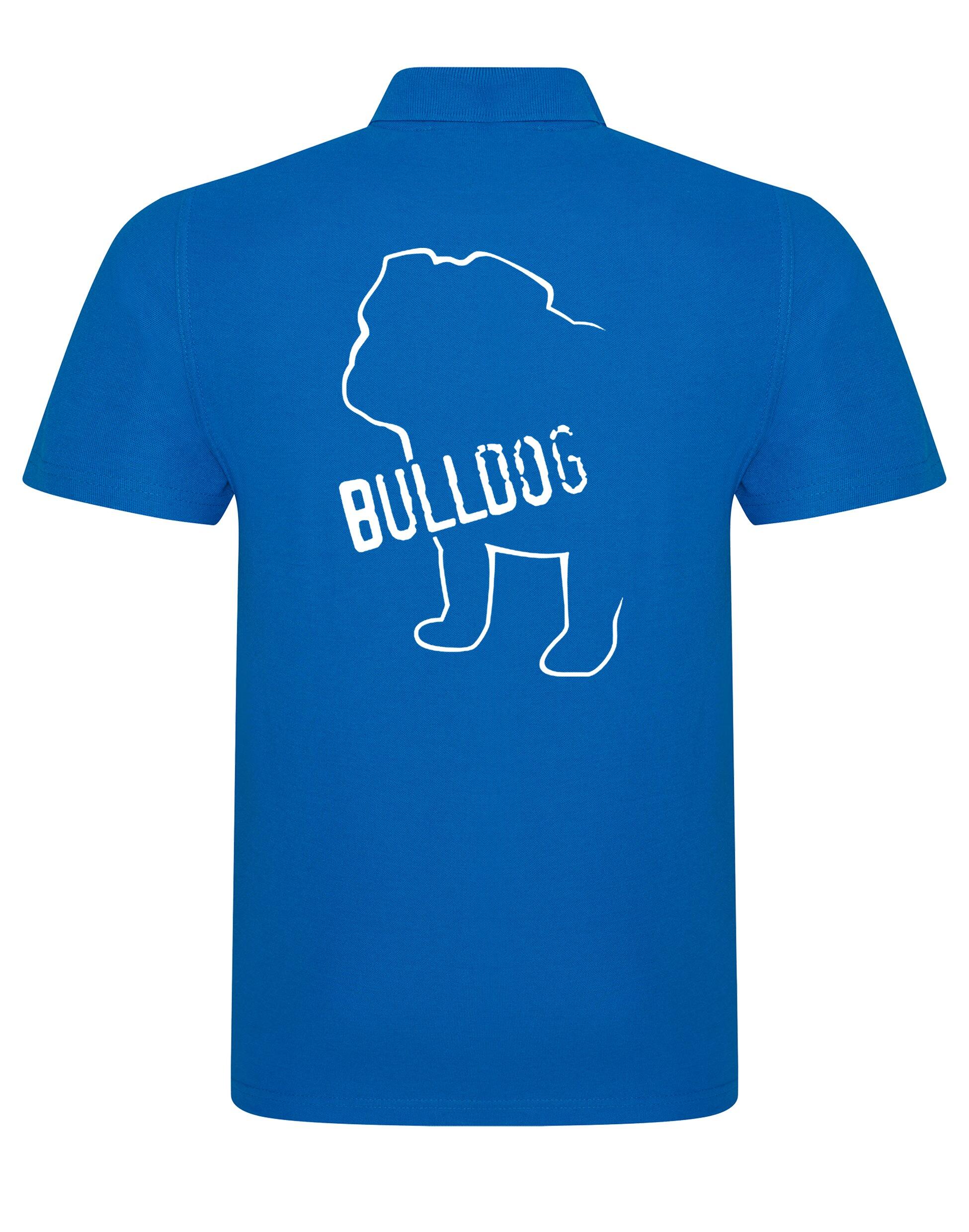 Unisex Bulldog (Body Design) Polo Shirt Sapphire Blue (White)