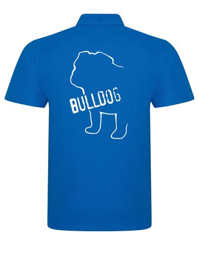Unisex Bulldog (Body Design) Polo Shirt Sapphire Blue (White)