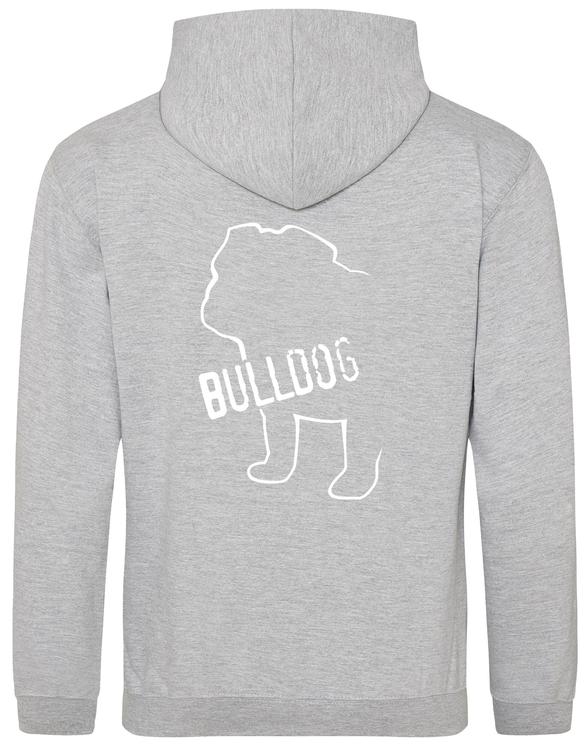 Unisex Bulldog (Body Design) Pullover Hoodie Heather Grey (White)