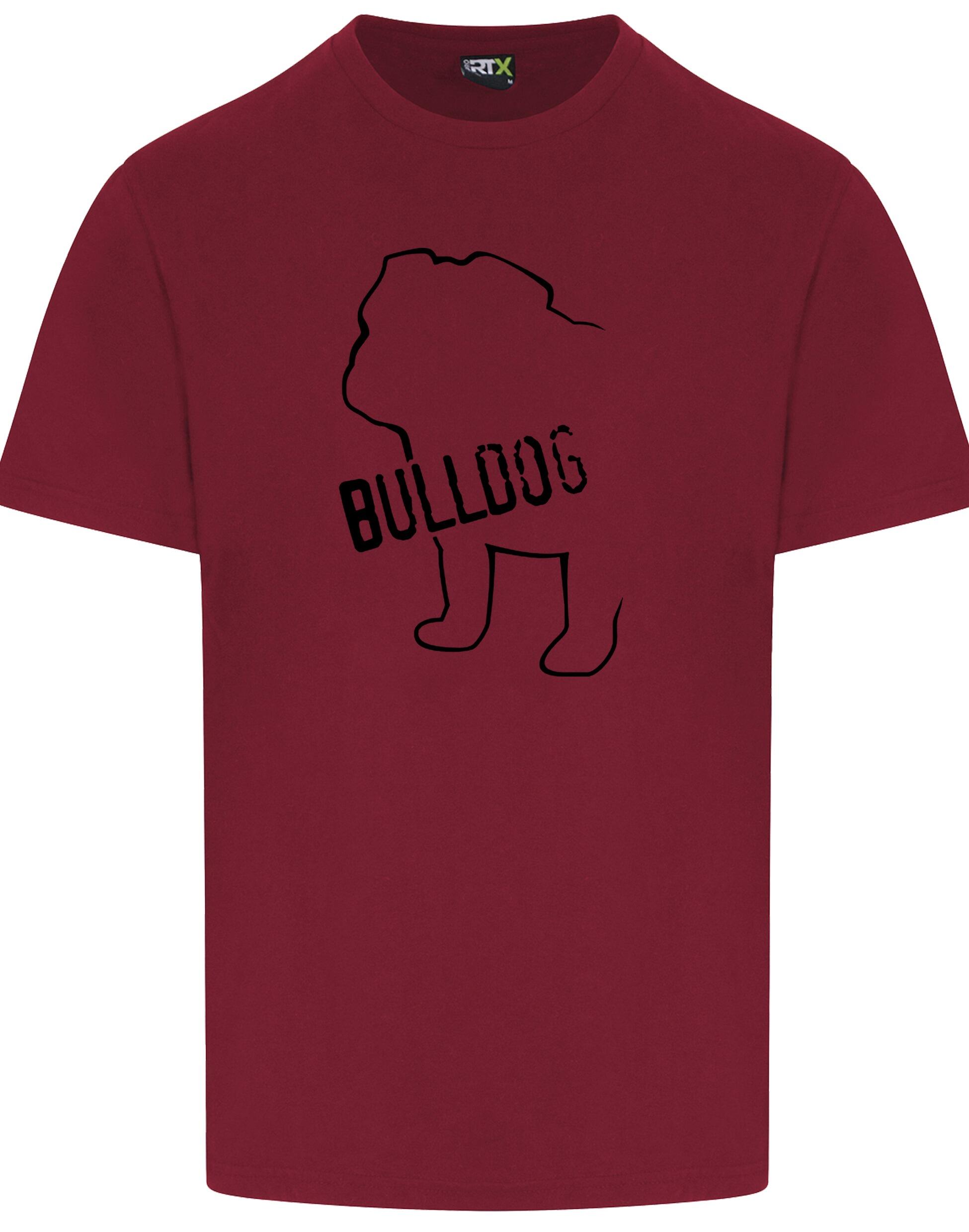 Unisex Bulldog (Body Design) Roundneck T-Shirt Burgundy (Black)