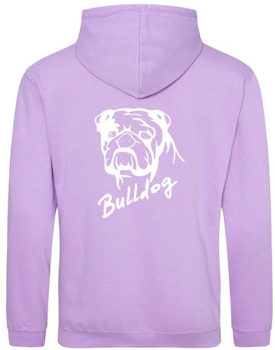 Unisex Bulldog (Head Design) Pullover Hoodie Lavender (White)