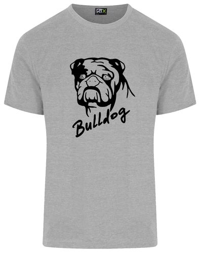Unisex Bulldog (Head Design) Roundneck T-Shirt Heather Grey (Black)