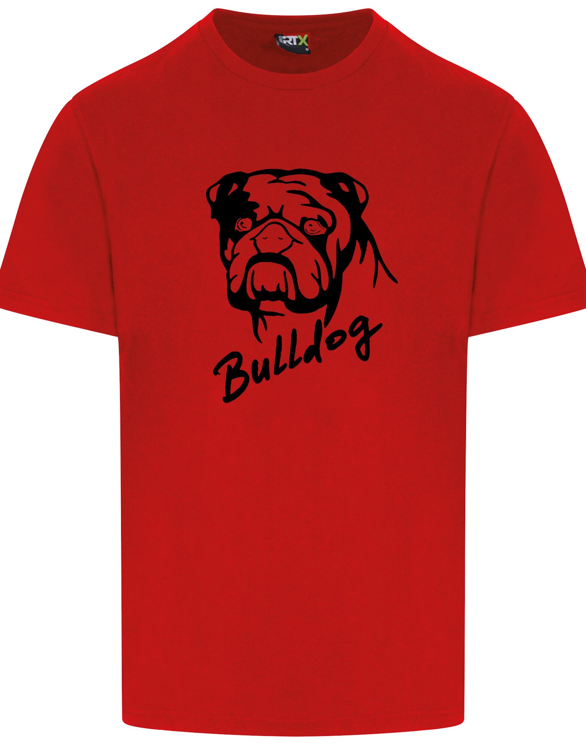 Unisex Bulldog (Head Design) Roundneck T-Shirt Red (Black)