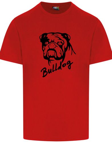 Unisex Bulldog (Head Design) Roundneck T-Shirt Red (Black)