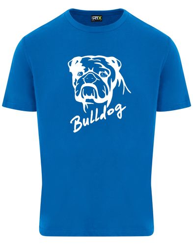 Unisex Bulldog (Head Design) Roundneck T-Shirt Sapphire Blue (White)