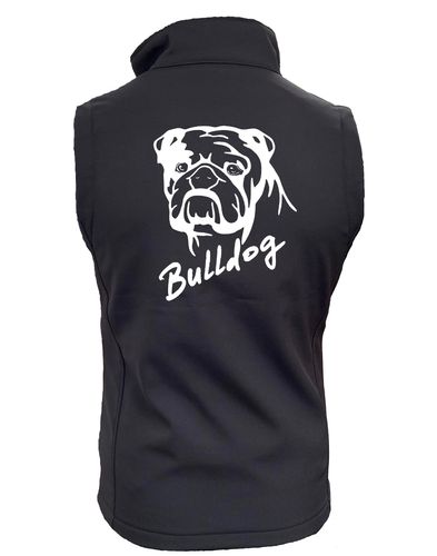 Unisex Bulldog (Head Design) Softshell Jacket Black Orange (White)