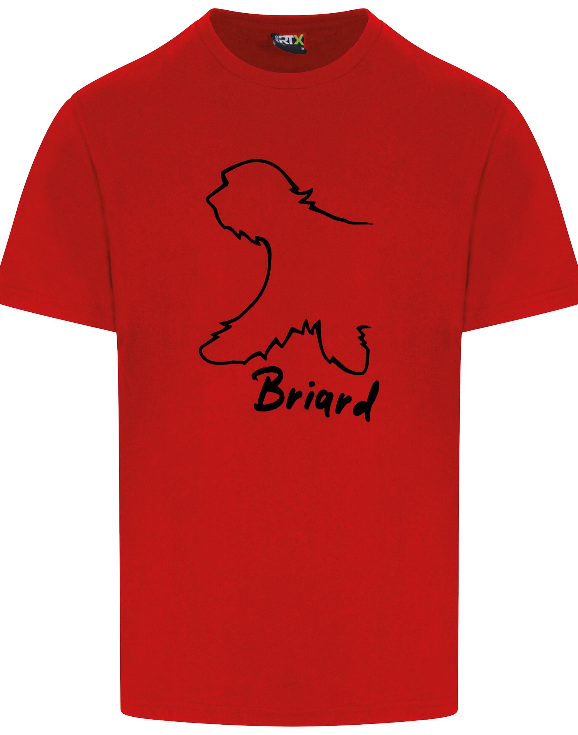 Unisex Briard Roundneck T-Shirt Red (Black)