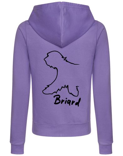 Female Briard Zipped Hoodie Lavender (Black)