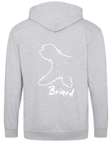 Unisex Briard Zipped Hoodie Heather Grey (White)