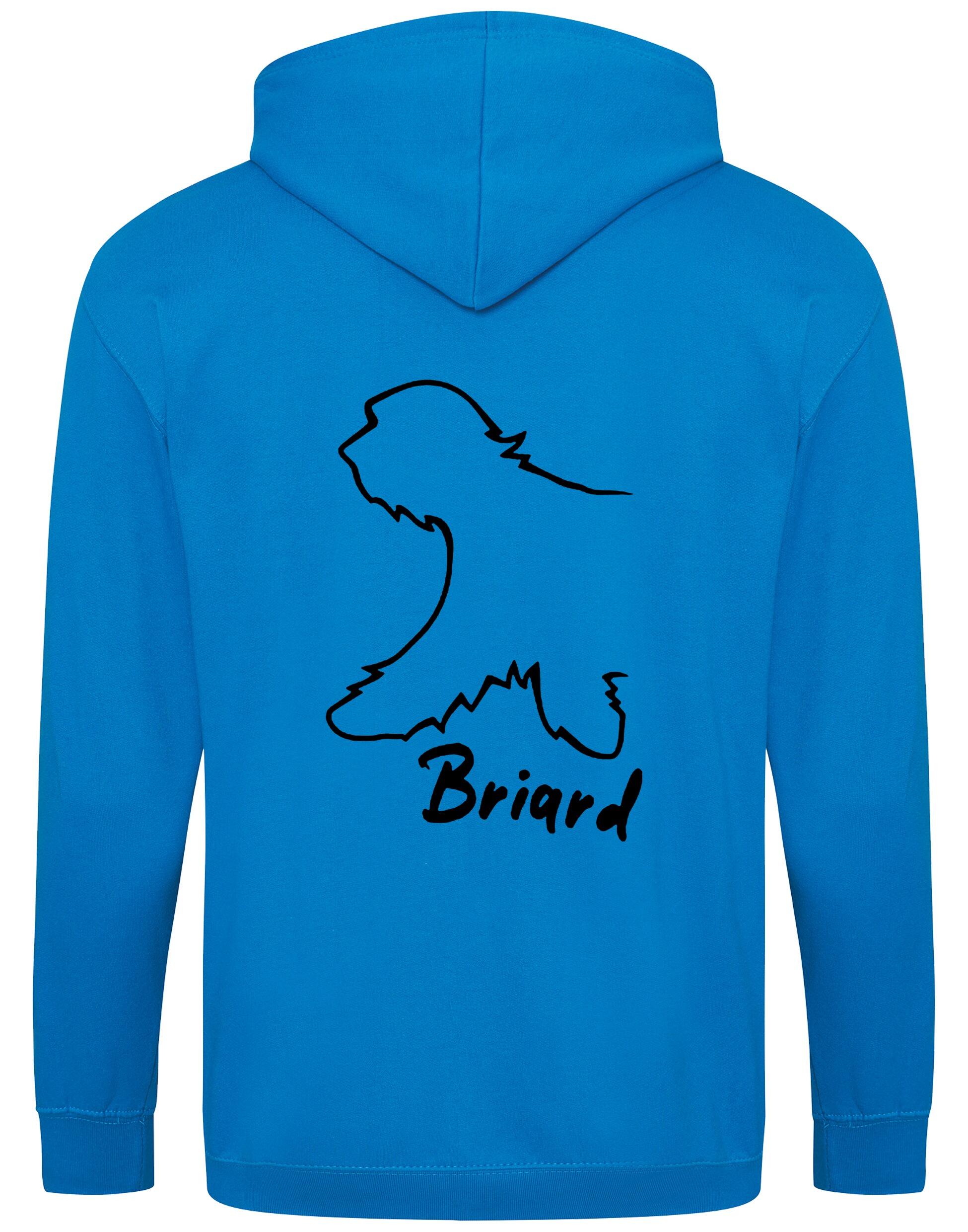 Unisex Briard Zipped Hoodie Sapphire Blue (Black)