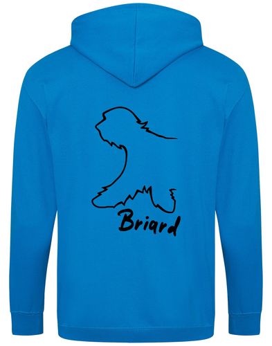 Unisex Briard Zipped Hoodie Sapphire Blue (Black)