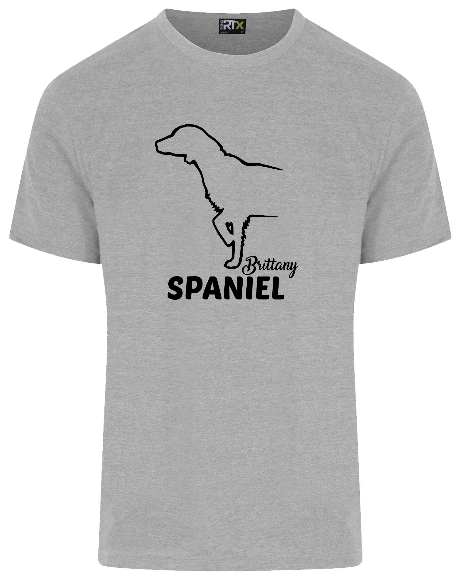 Unisex Brittany Spaniel Roundneck T-Shirt Heather Grey (Black)