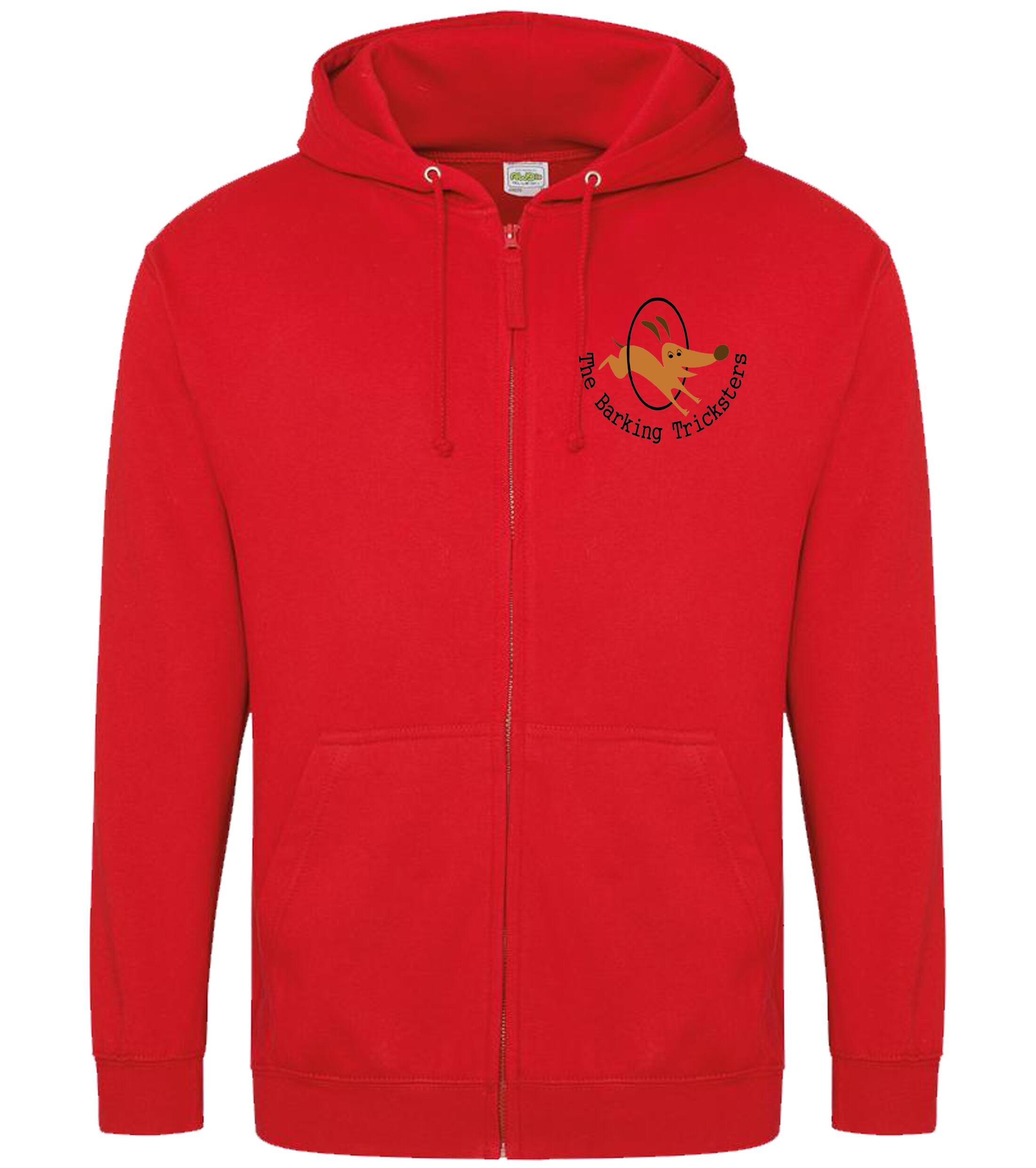 The Barking Tricksters Zipped Hoodies Red