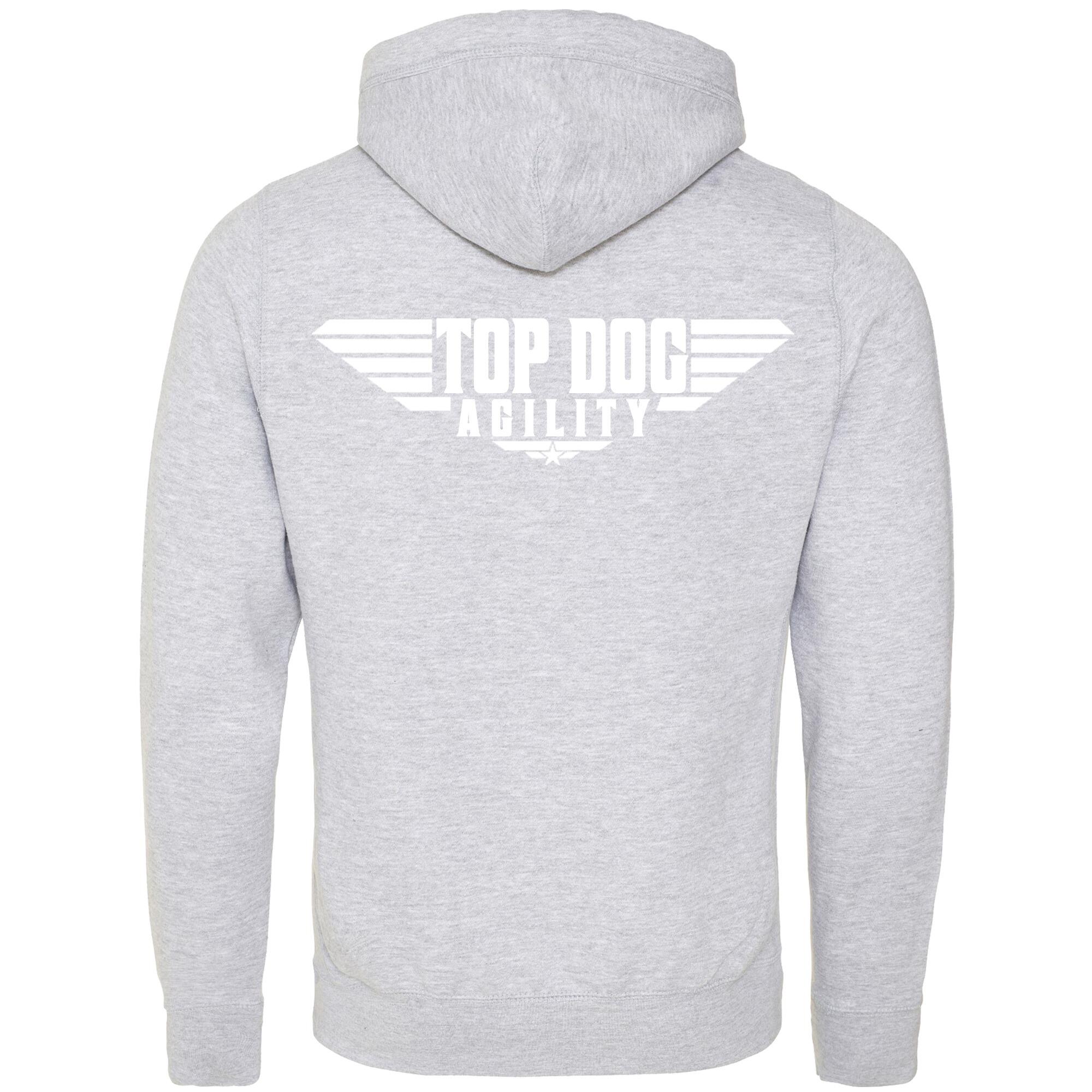Heather Grey Cross Neck Hoodies with "Top Dog Agility" White Print - Agility Lifestyle Collection