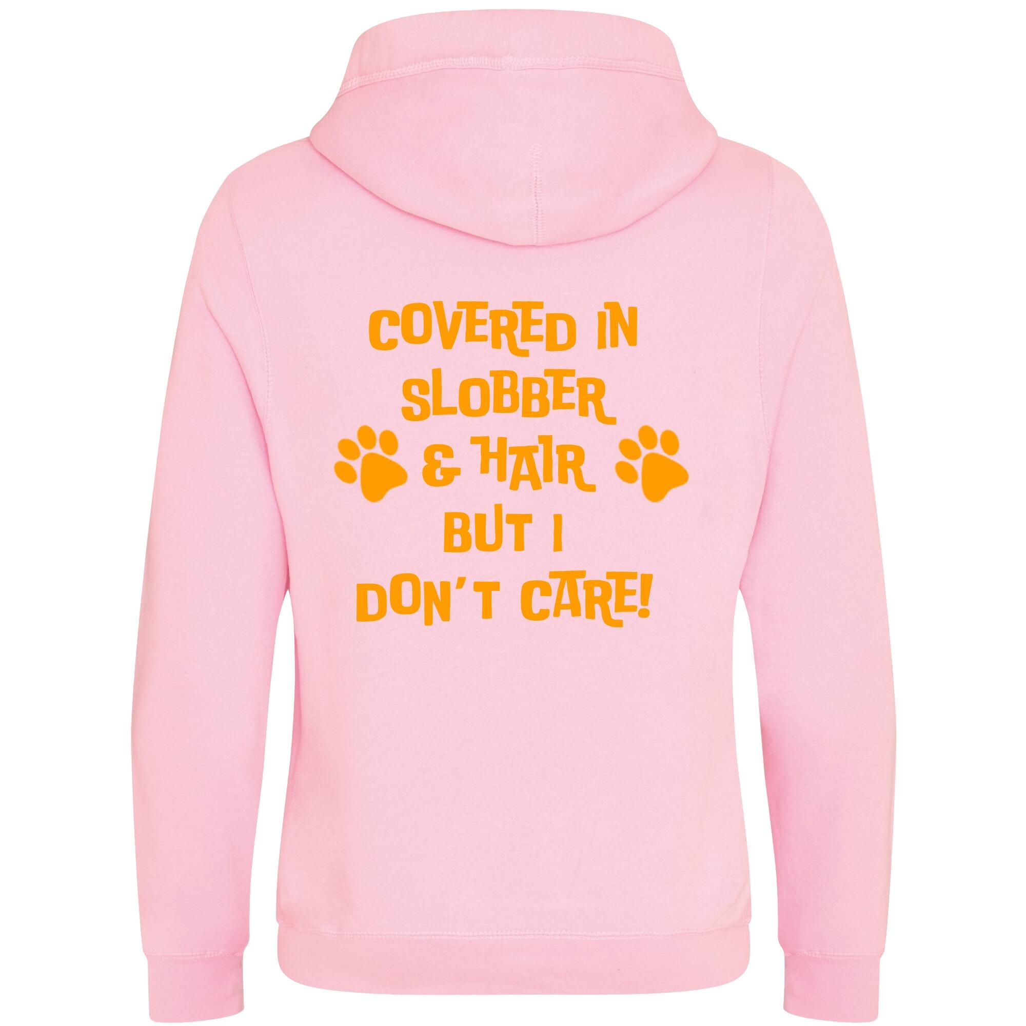Baby Pink Cross Neck Hoodies with "Covered In Slobber" Orange Print - Agility Lifestyle Collection