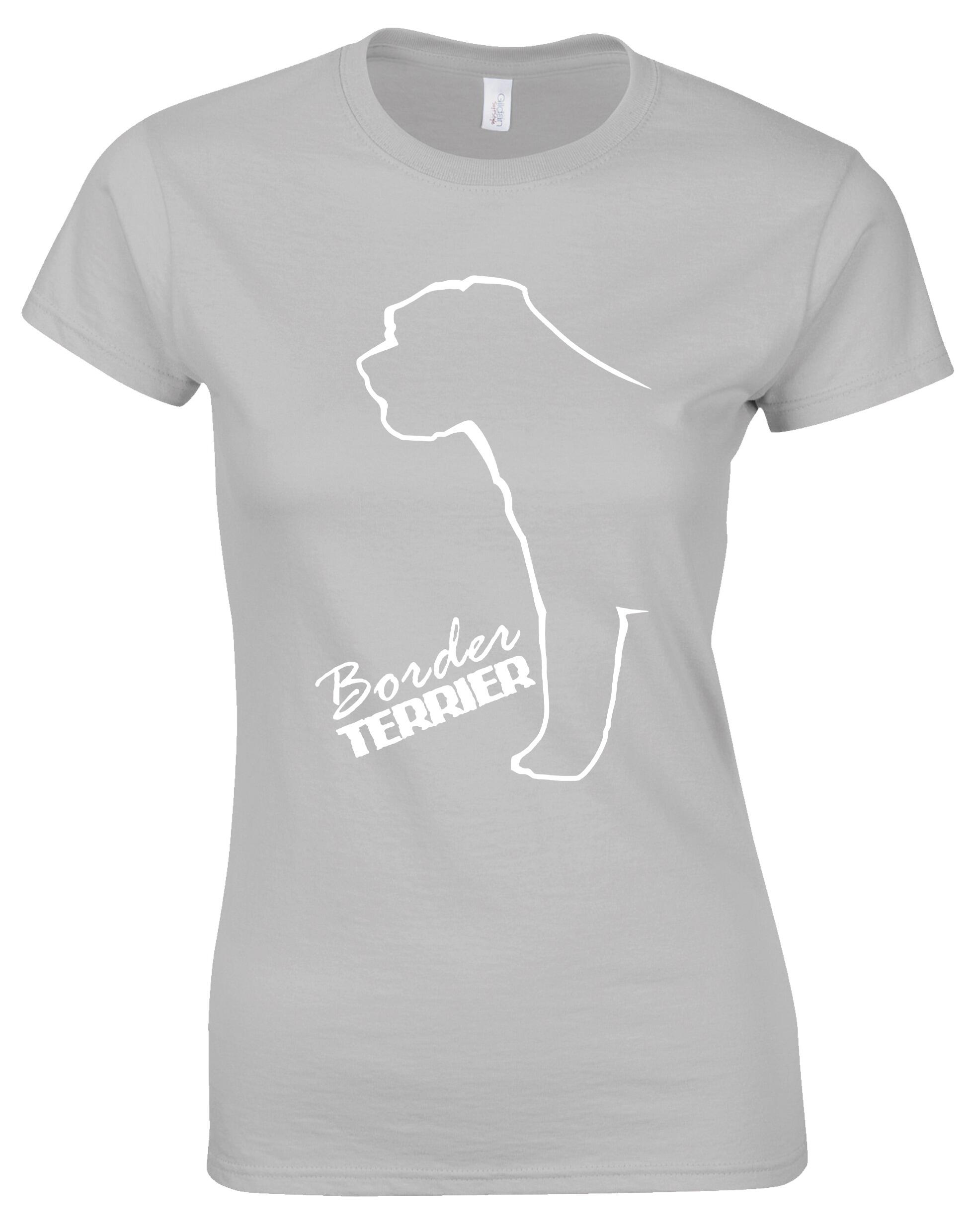 Female Roundneck T-shirt with Border Terrier Dog Breed Design – Style for Every Dog Lover