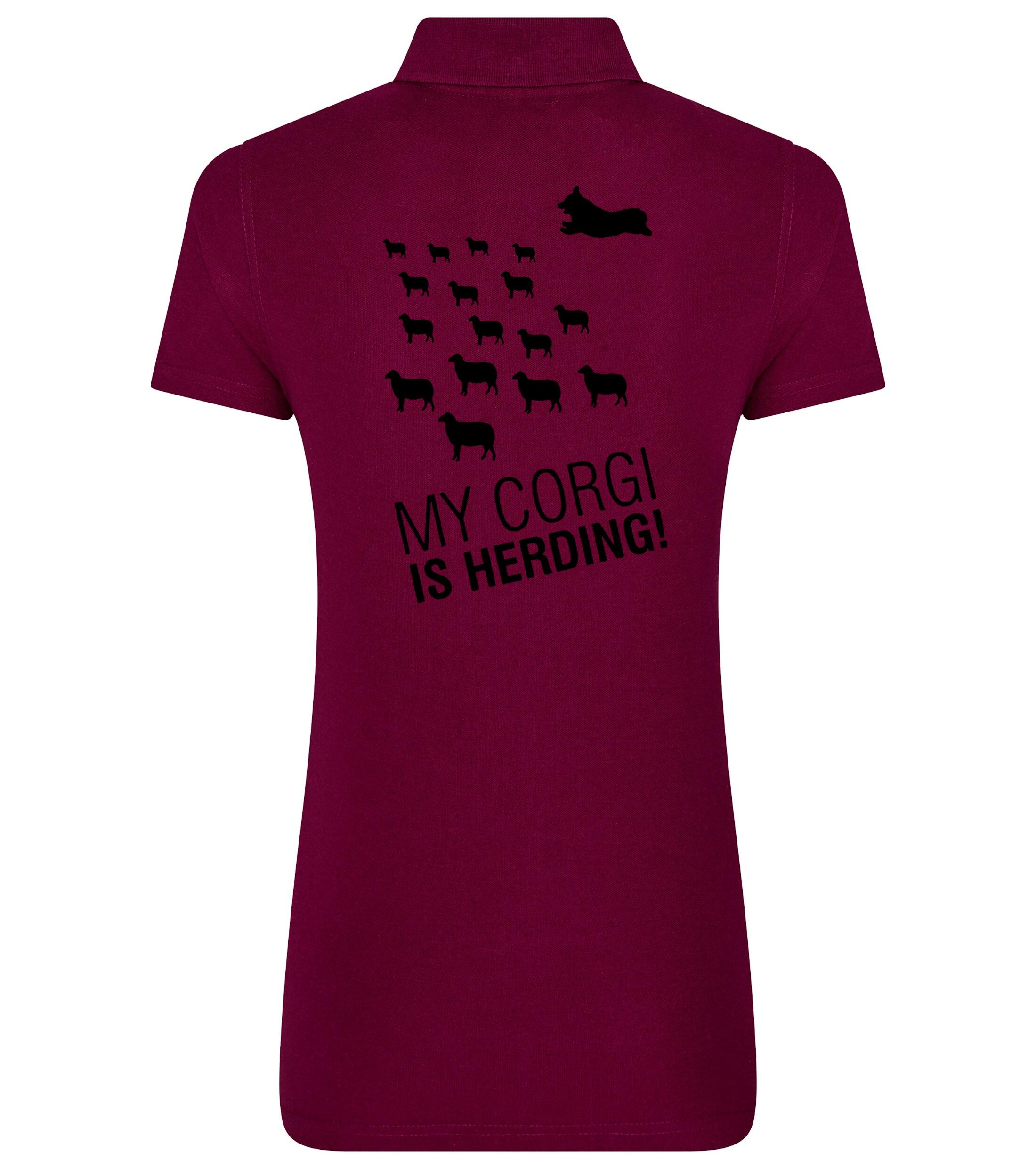 Women’s Cotton Polo with Corgi Herding Dog Breed Design – Elegance for Corgi Herding Enthusiasts