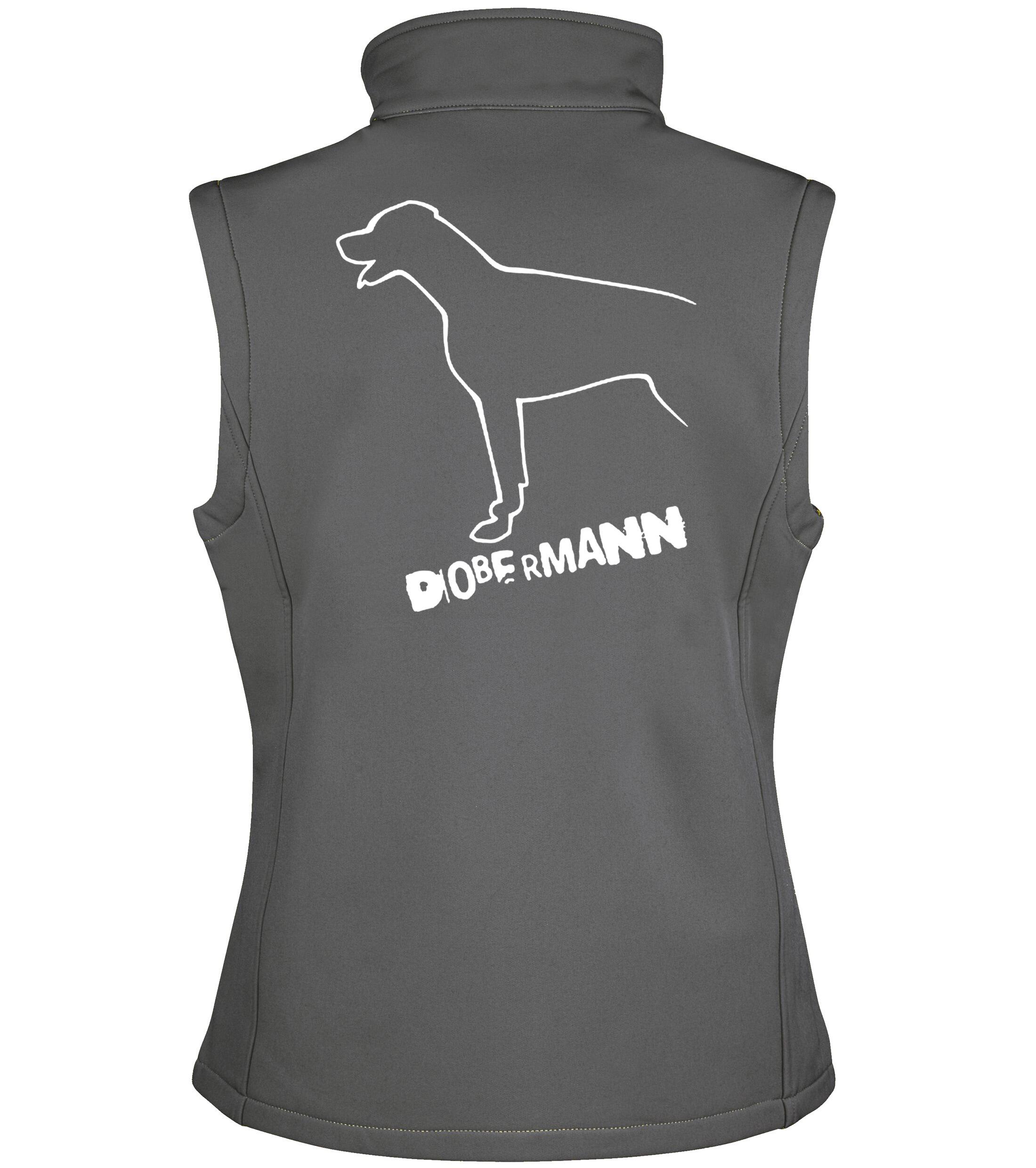 Dobermann (Outline) Design Unisex Softshell Gilet – Functional Style for Dobermann Enthusiasts