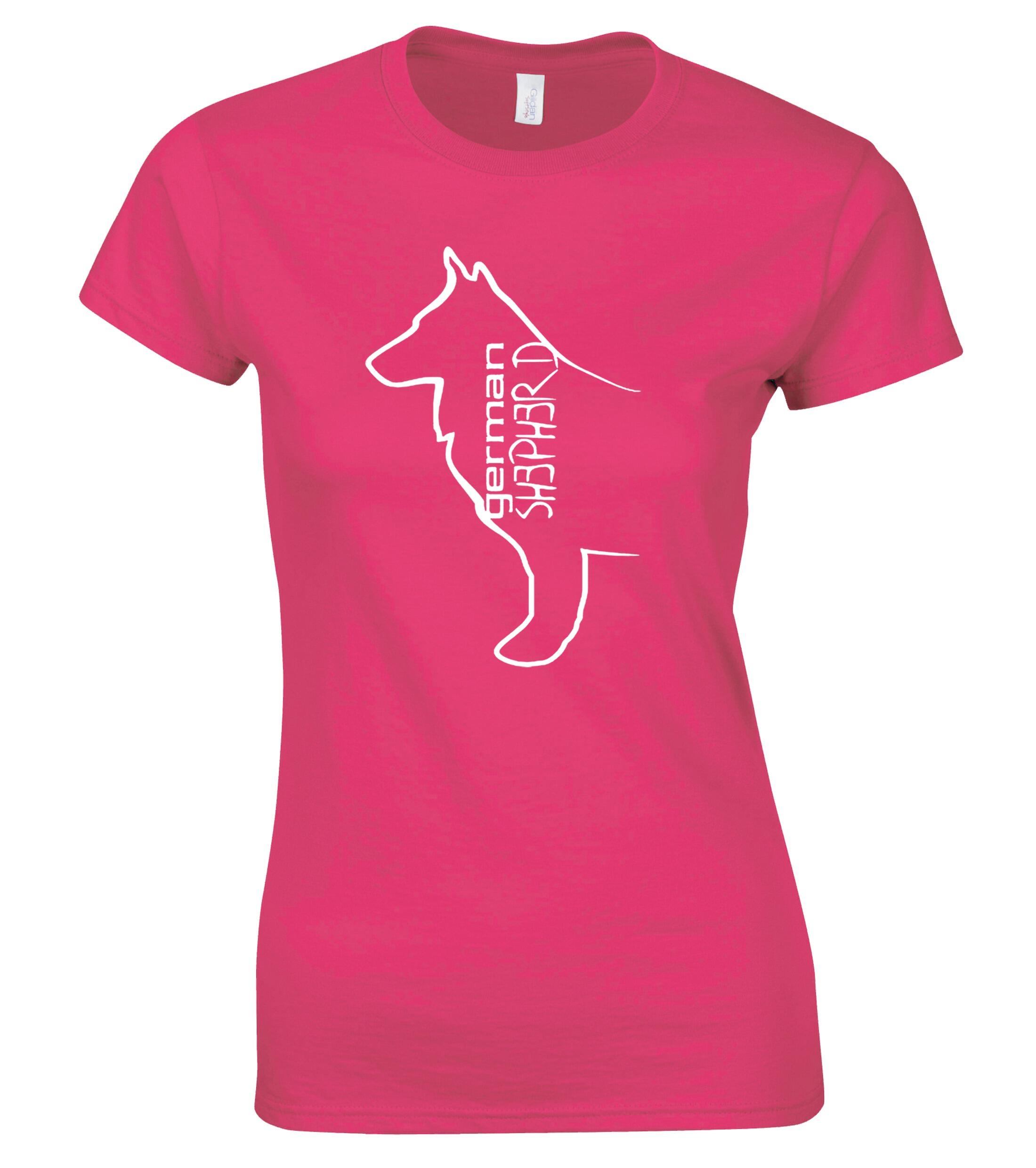 German Shepherd Outline Female Roundneck T-shirt – Style for Every Shepherd Enthusiast