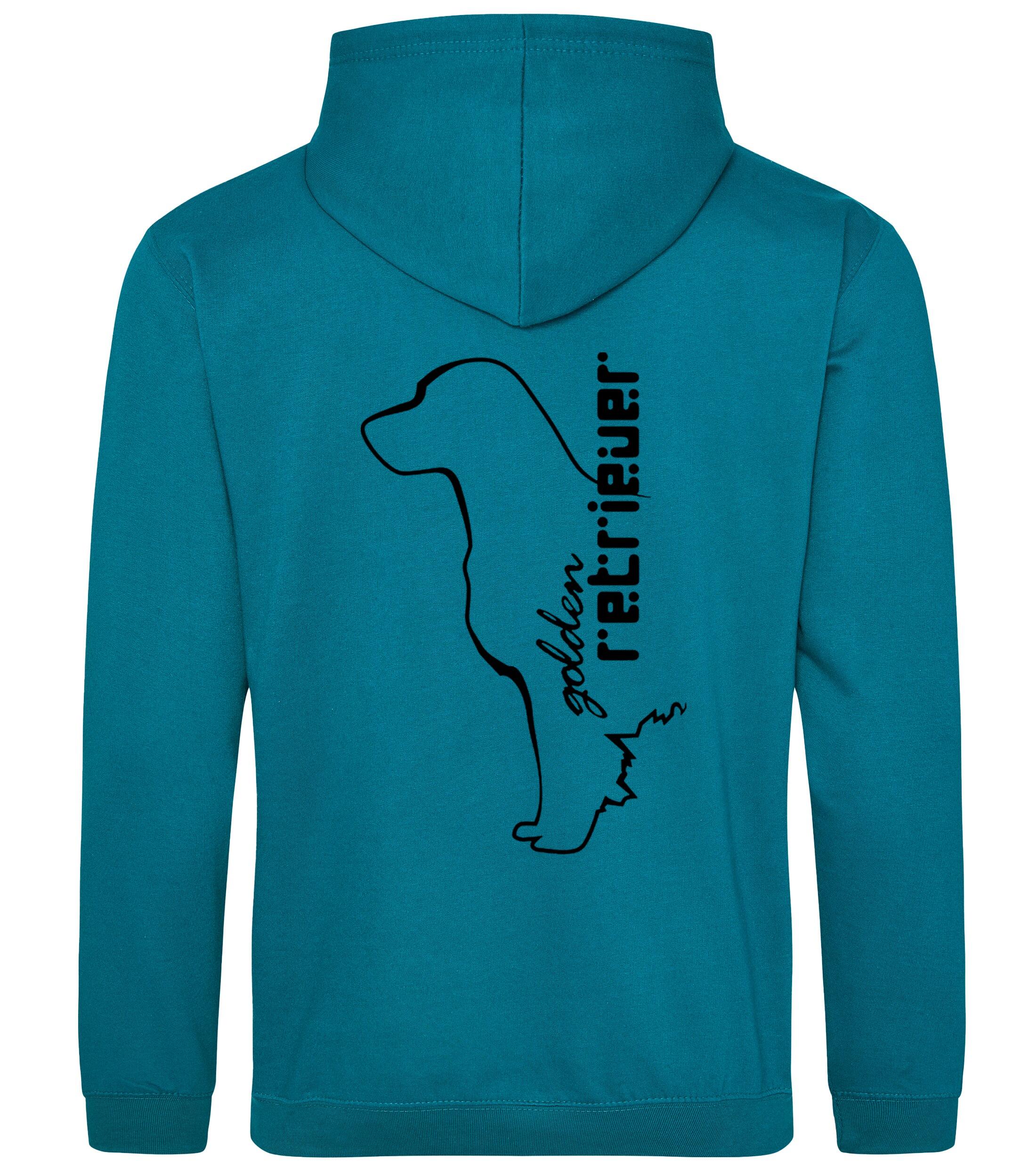 Pullover hoodie featuring an exclusive Golden Retriever design and paw prints, crafted from heavy-blend fabric with a cozy fleece interior, perfect for dog lovers and outdoor comfort.