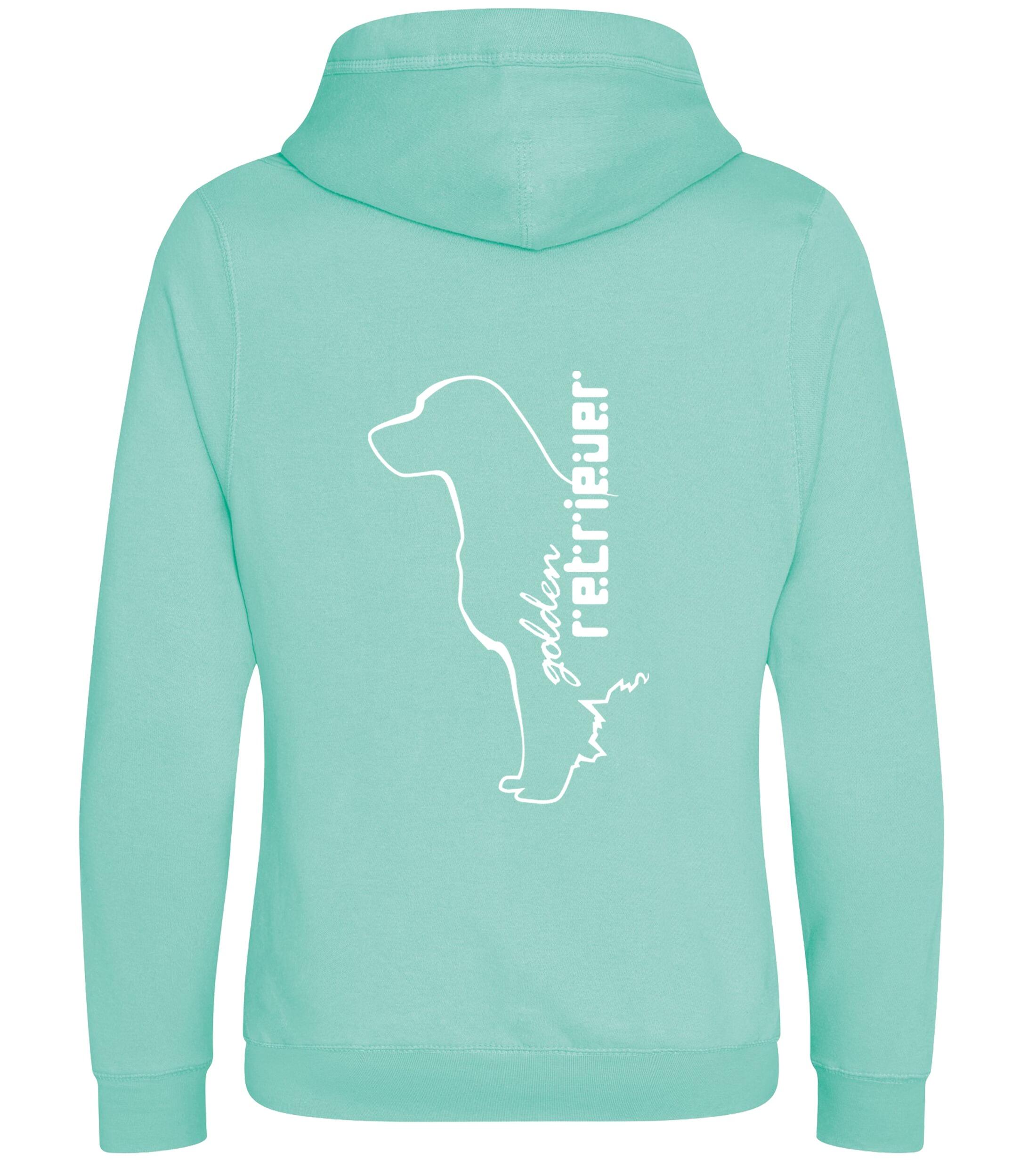 Golden Retriever crossneck pullover hoodie with a detailed breed design, heavy-blend fabric, brushed fleece interior, and a modern crossneck style, perfect for Golden Retriever enthusiasts.