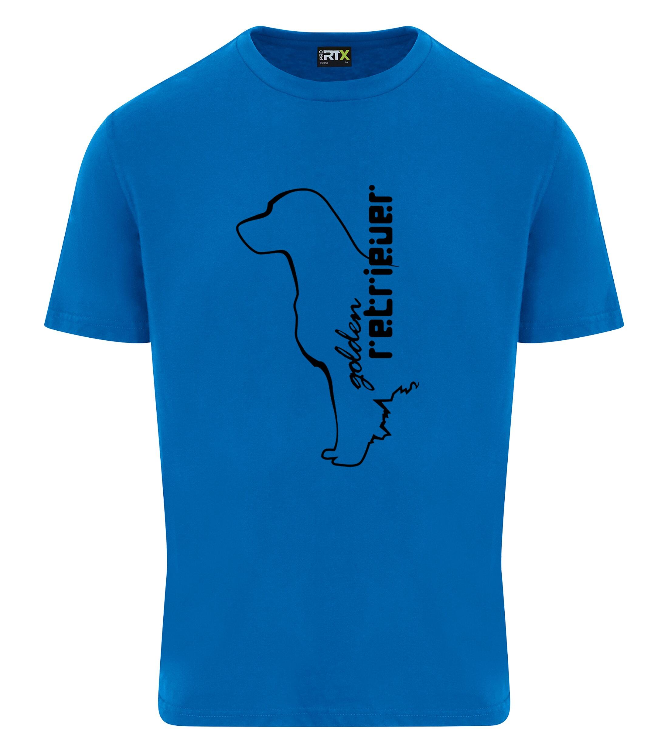 Unisex Roundneck T-shirt with a detailed Golden Retriever graphic, crafted from soft cotton for breathable comfort and featuring a relaxed, versatile fit suitable for all genders.