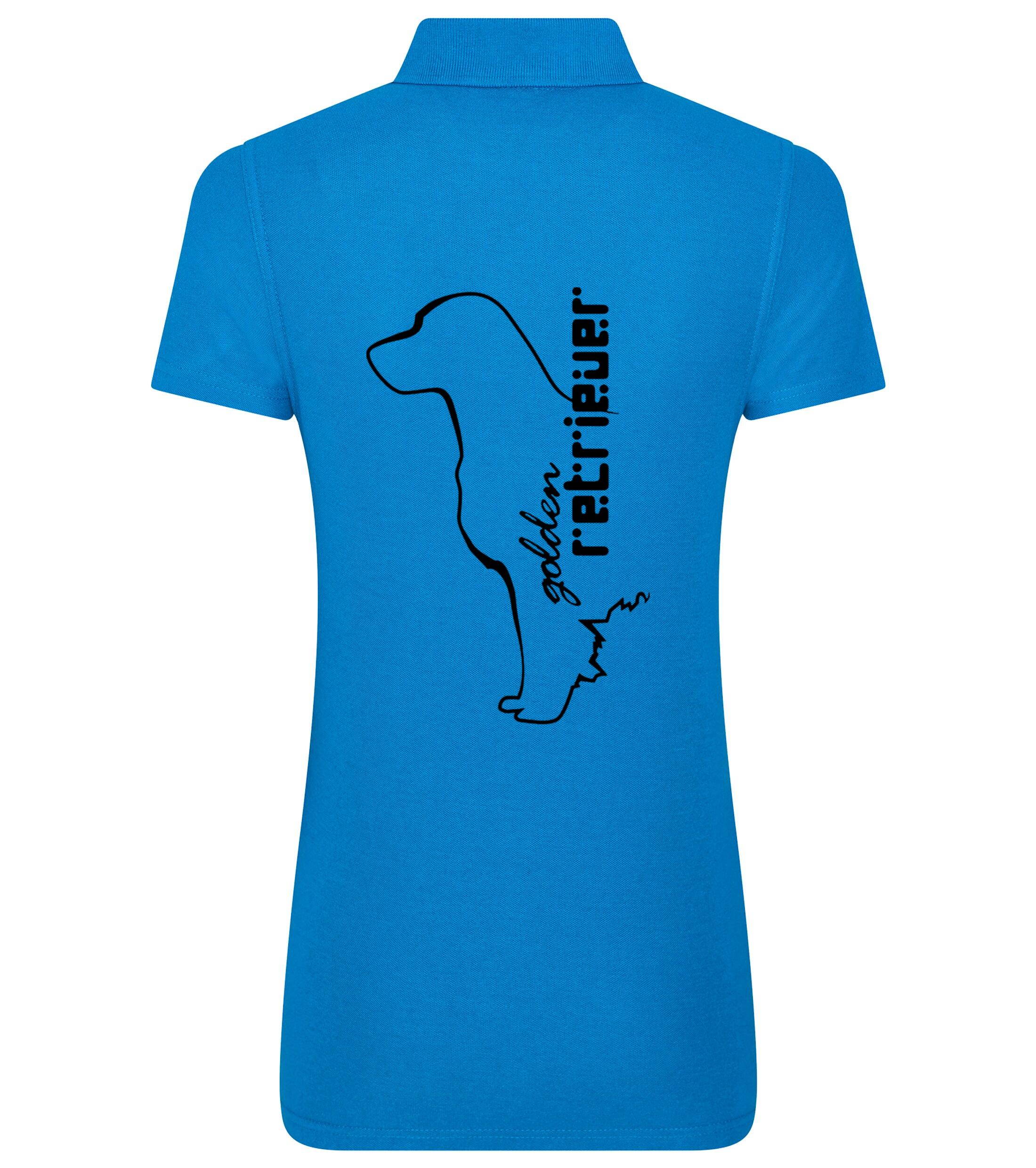 Women’s Cotton Polo with a detailed Golden Retriever graphic, crafted from breathable cotton fabric for lightweight comfort, featuring a structured collar and feminine fit for timeless style.