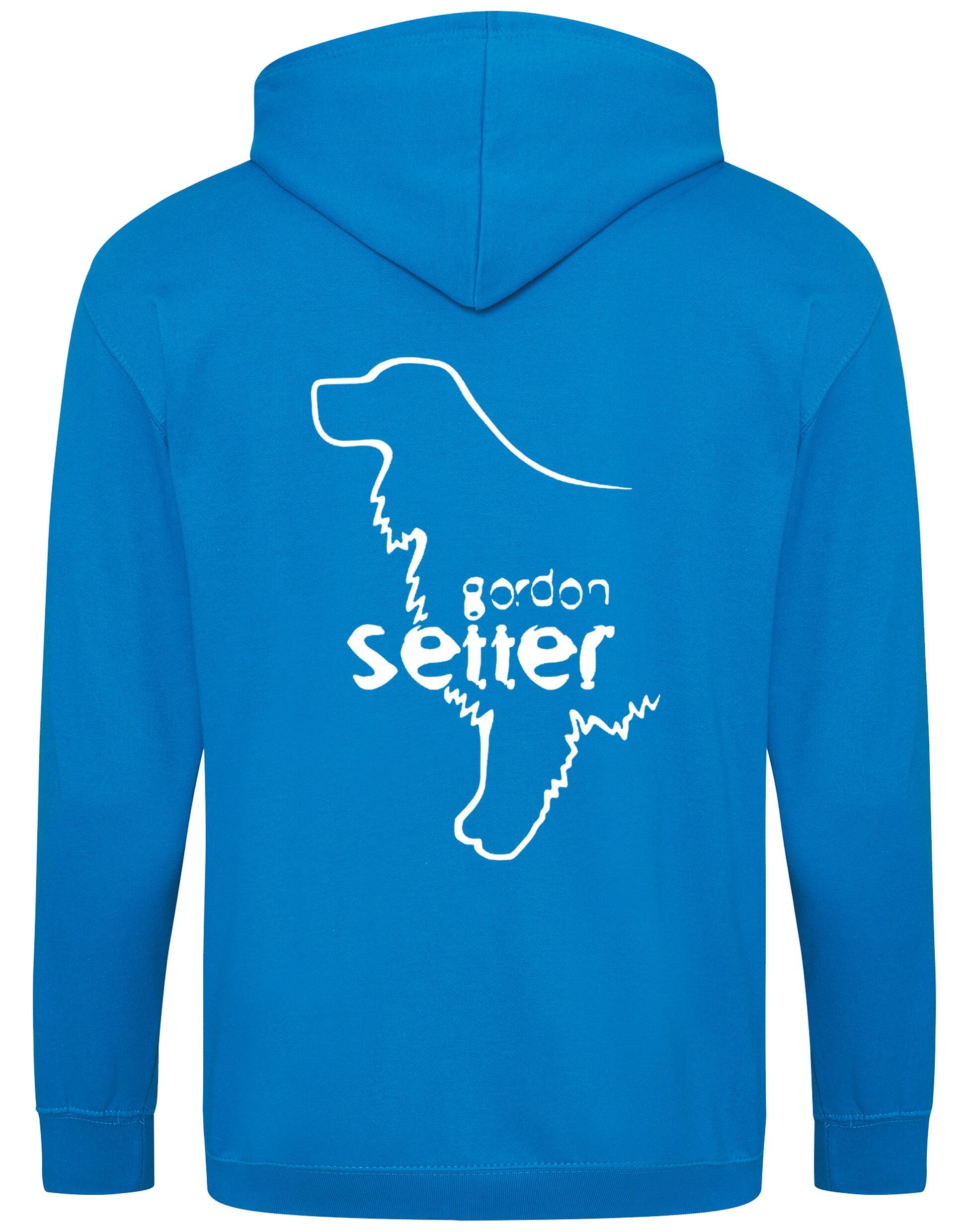 Zipped hoodie featuring exclusive Gordon Setter design, full-zip closure, brushed fleece interior, and practical front pockets for added warmth and style.