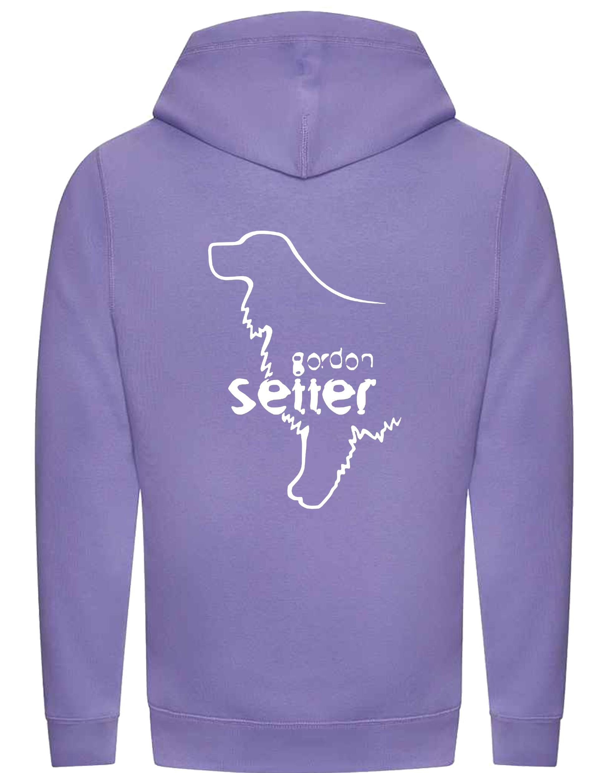 Unisex crossneck pullover hoodie featuring an exclusive Gordon Setter design, brushed fleece lining, spacious kangaroo pocket, and modern crossneck style for warmth and comfort.