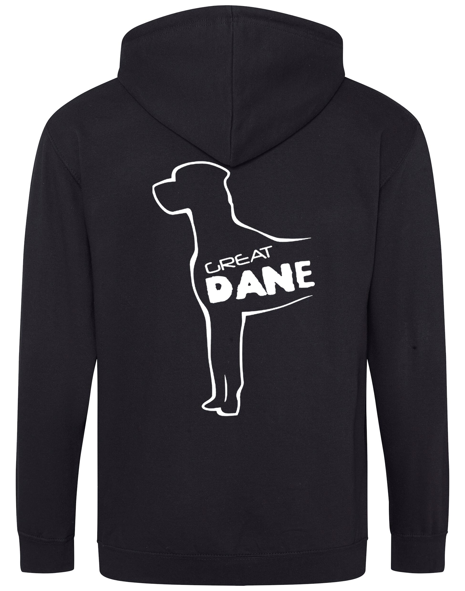 Zipped hoodie featuring exclusive Great Dane artwork, crafted from heavy-blend fabric with a brushed fleece interior, full-zip closure, and spacious front pockets.