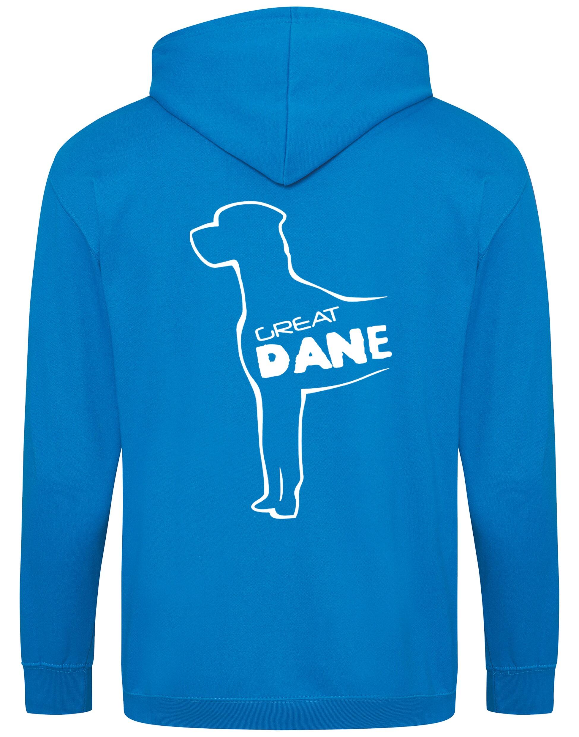 Zipped hoodie featuring exclusive Great Dane artwork, crafted from heavy-blend fabric with a brushed fleece interior, full-zip closure, and spacious front pockets.