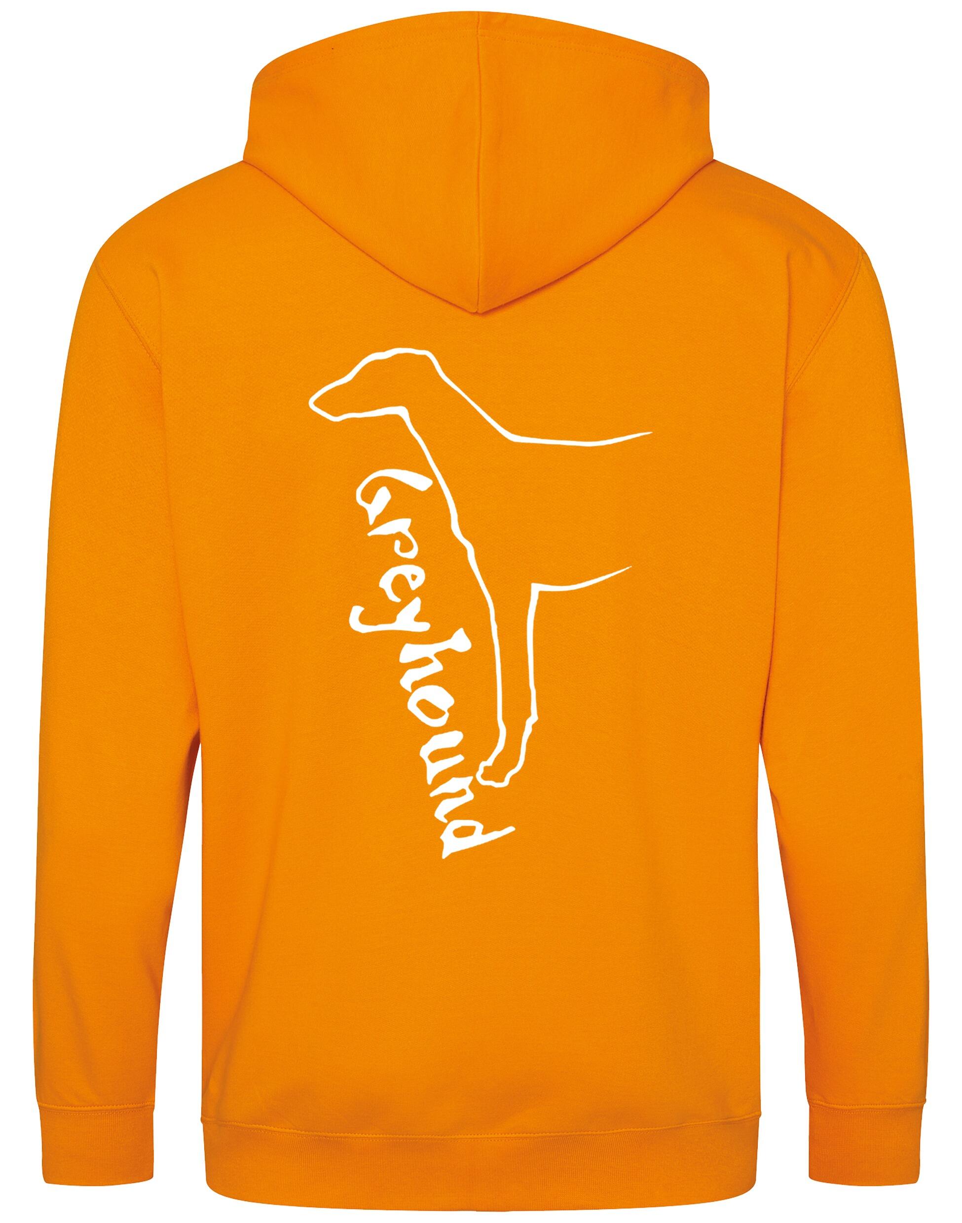 Greyhound zipped hoodie featuring exclusive breed design, cozy brushed fleece interior, full-zip closure, and personalization options, ideal for dog lovers.