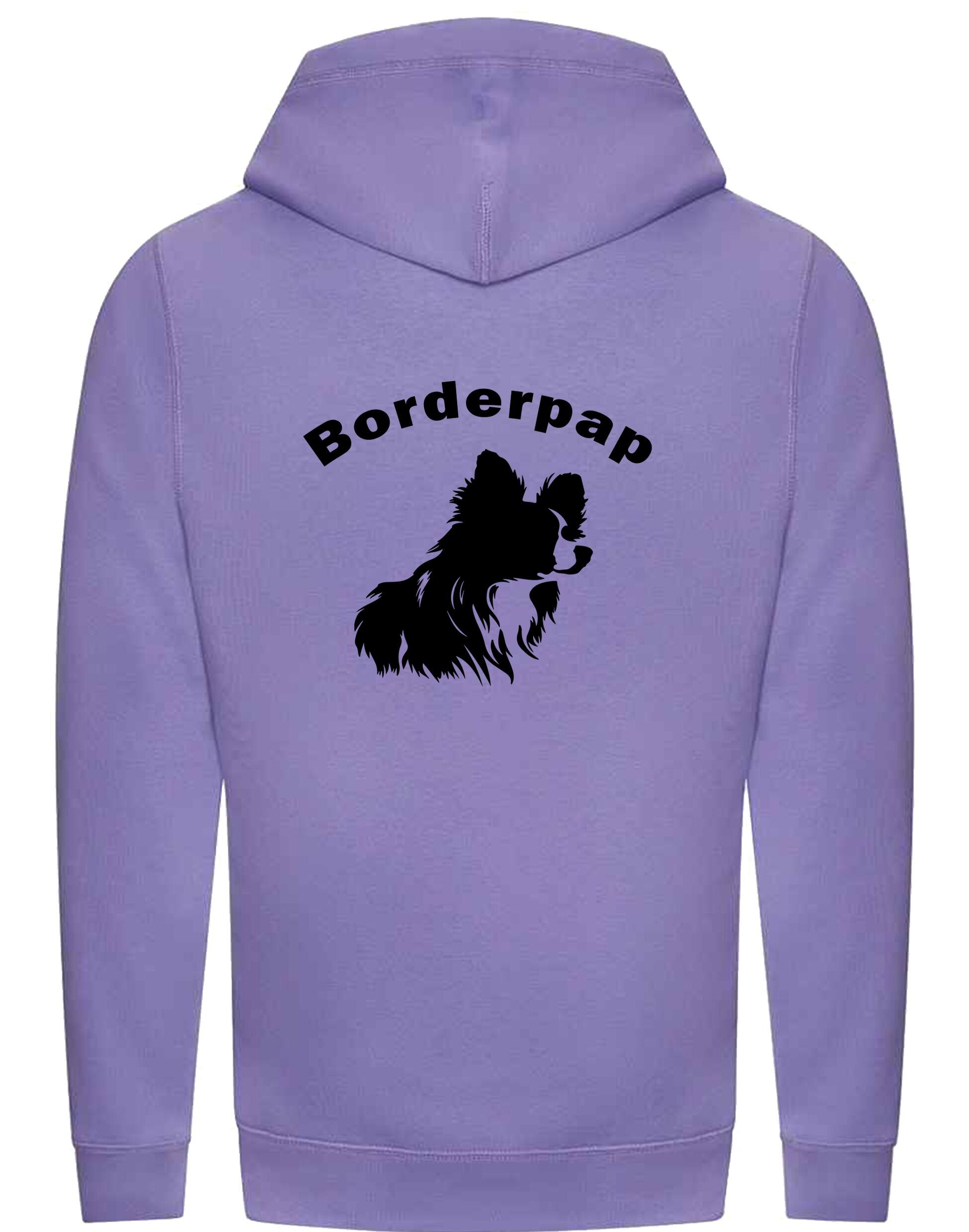 Unisex Crossneck Pullover Hoodie with Border Pap Design – Features exclusive breed artwork, cozy fleece interior, and a modern crossneck style.