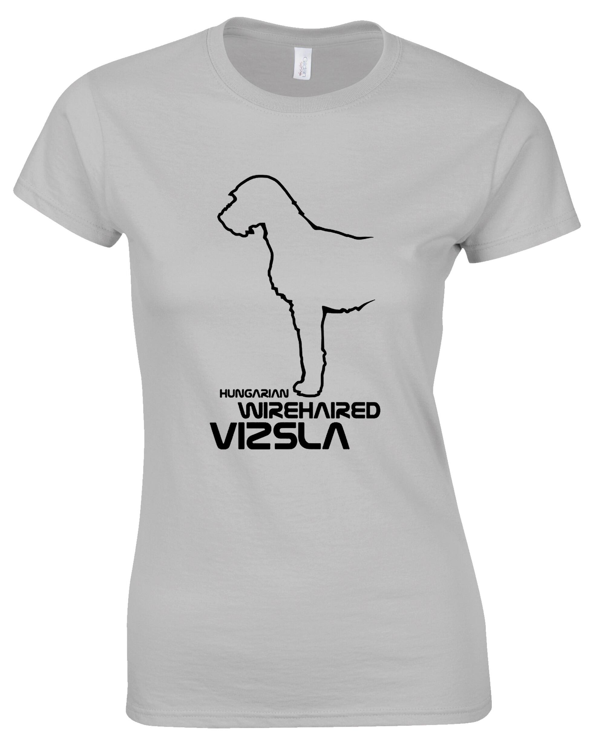 Hungarian Wirehaired Vizsla Female Roundneck T-shirt featuring exclusive breed artwork, premium cotton fabric, and a tailored feminine fit.