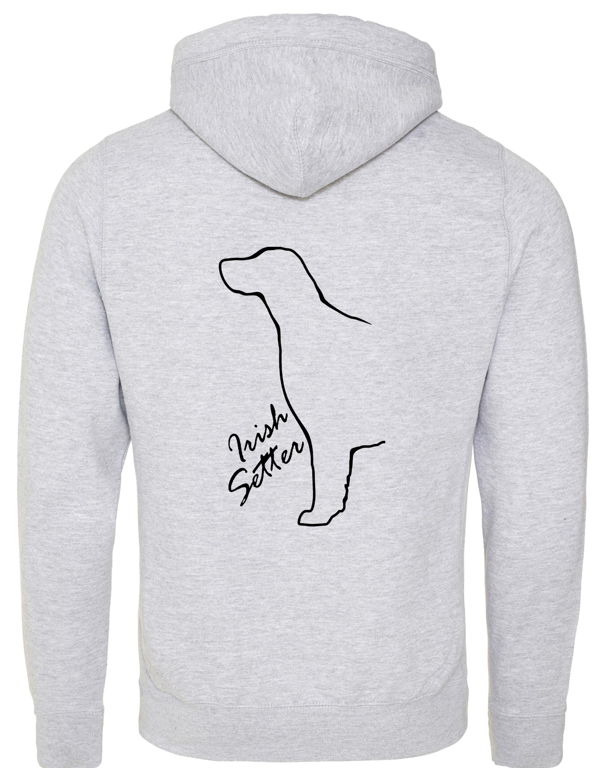 Irish Setter Crossneck Pullover Hoodie featuring detailed breed artwork, brushed fleece interior, and a modern crossneck design.