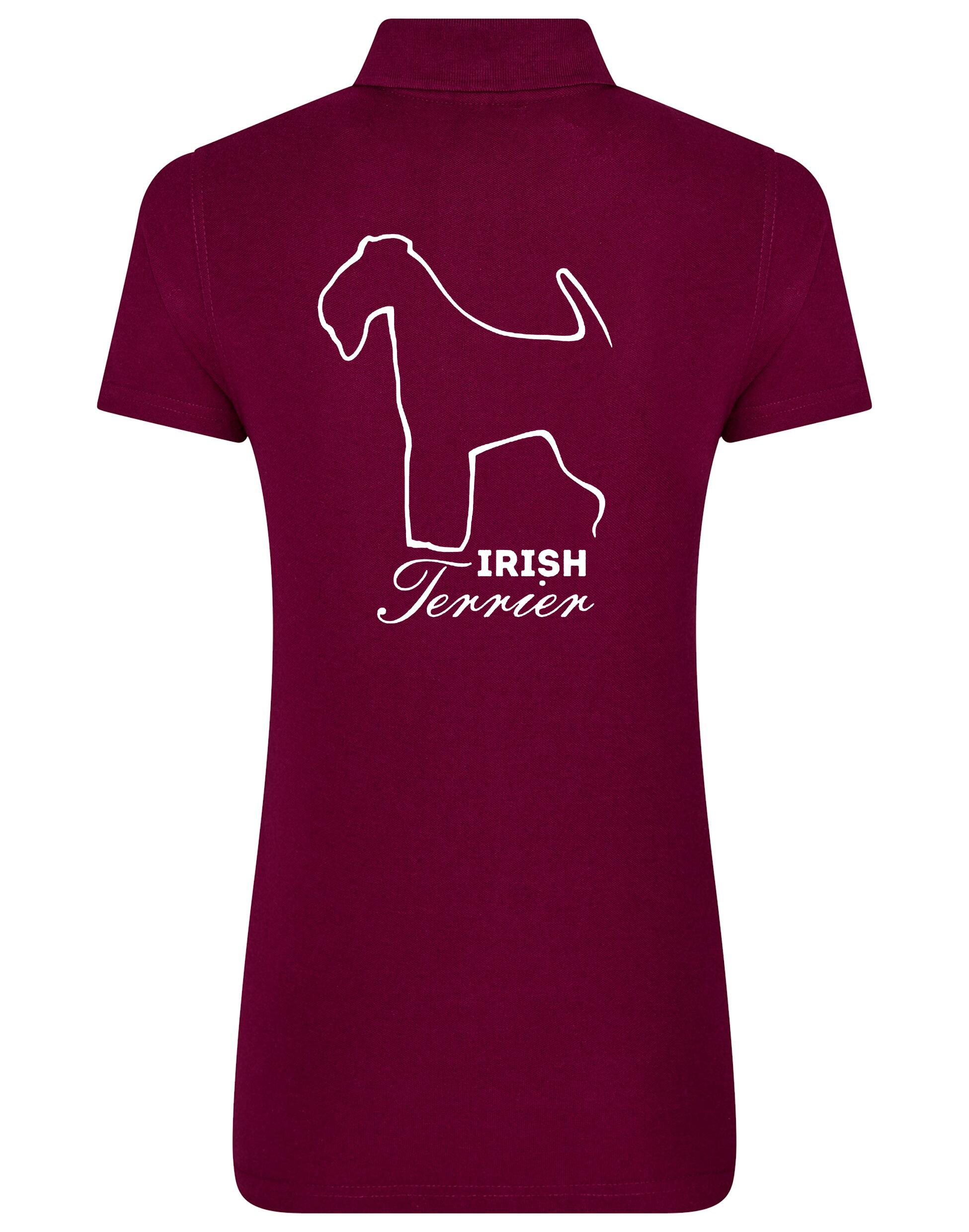 Women's Cotton Polo featuring exclusive Irish Terrier design, made from soft, breathable cotton for comfort and style.