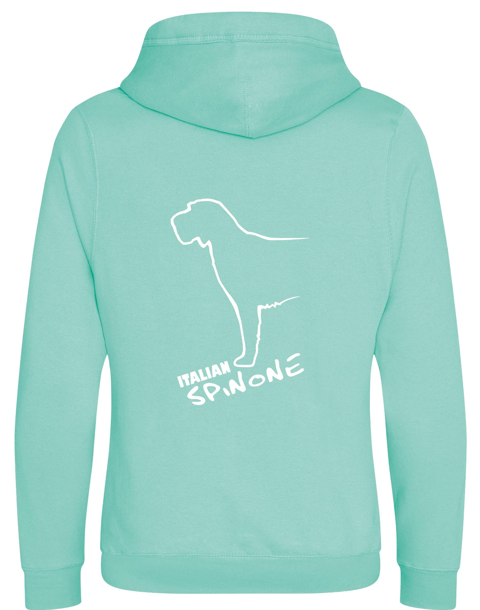 Italian Spinone crossneck pullover hoodie featuring exclusive breed artwork, cozy brushed fleece interior, and modern design details for comfort and style.