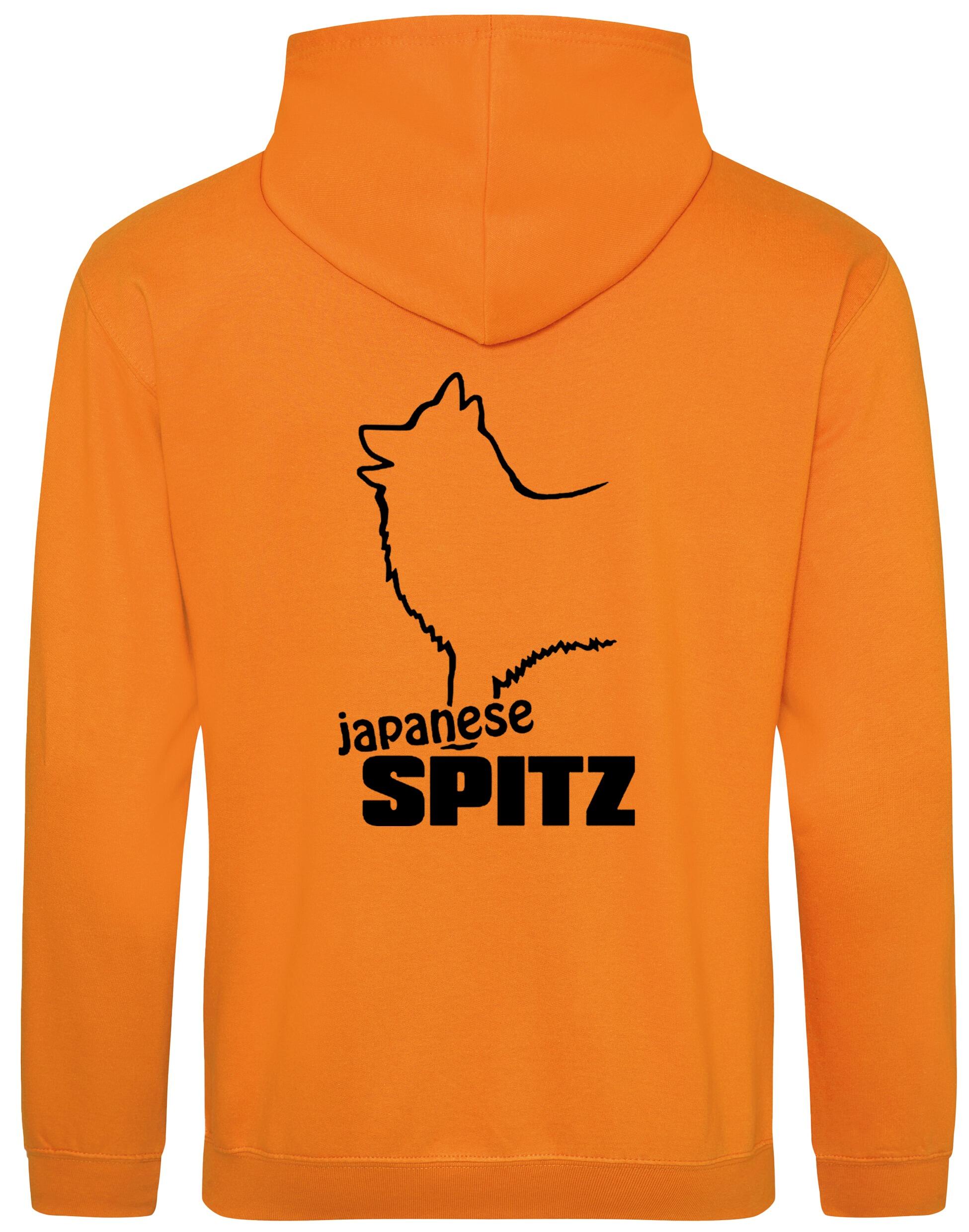 Pullover hoodie featuring exclusive Japanese Spitz artwork, a cozy fleece lining, and personalization options, designed for breed enthusiasts.