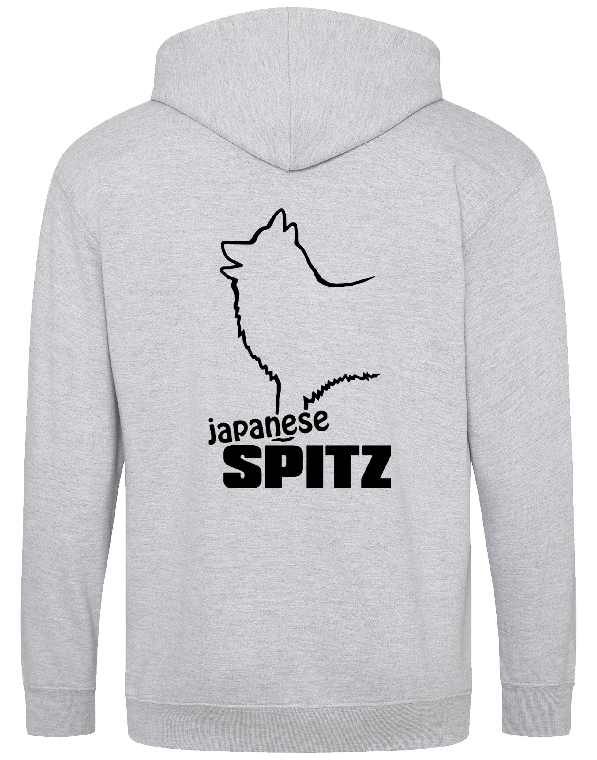 Zipped hoodie featuring exclusive Japanese Spitz artwork, a cozy hood, and practical pockets, designed for breed enthusiasts.