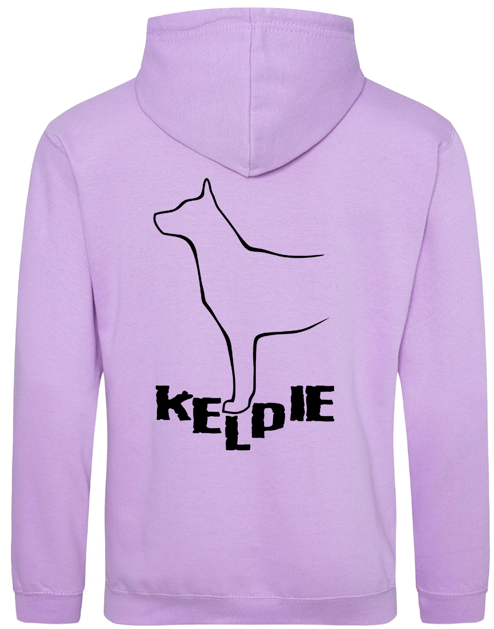 Kelpi Design Pullover Hoodie featuring exclusive breed-inspired artwork, cozy fleece interior, and personalization options for dog lovers.