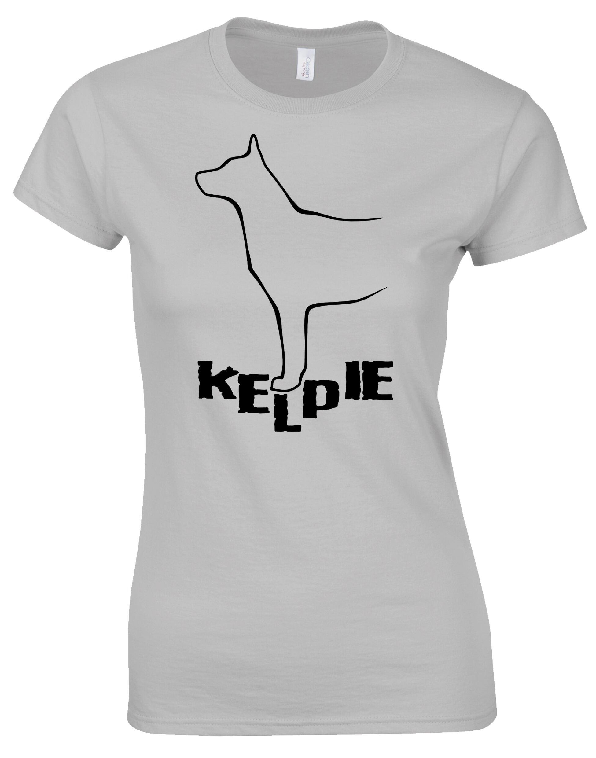 Kelpi Female Roundneck T-shirt featuring exclusive breed-inspired artwork, premium cotton fabric, and a flattering feminine fit for comfort and style.