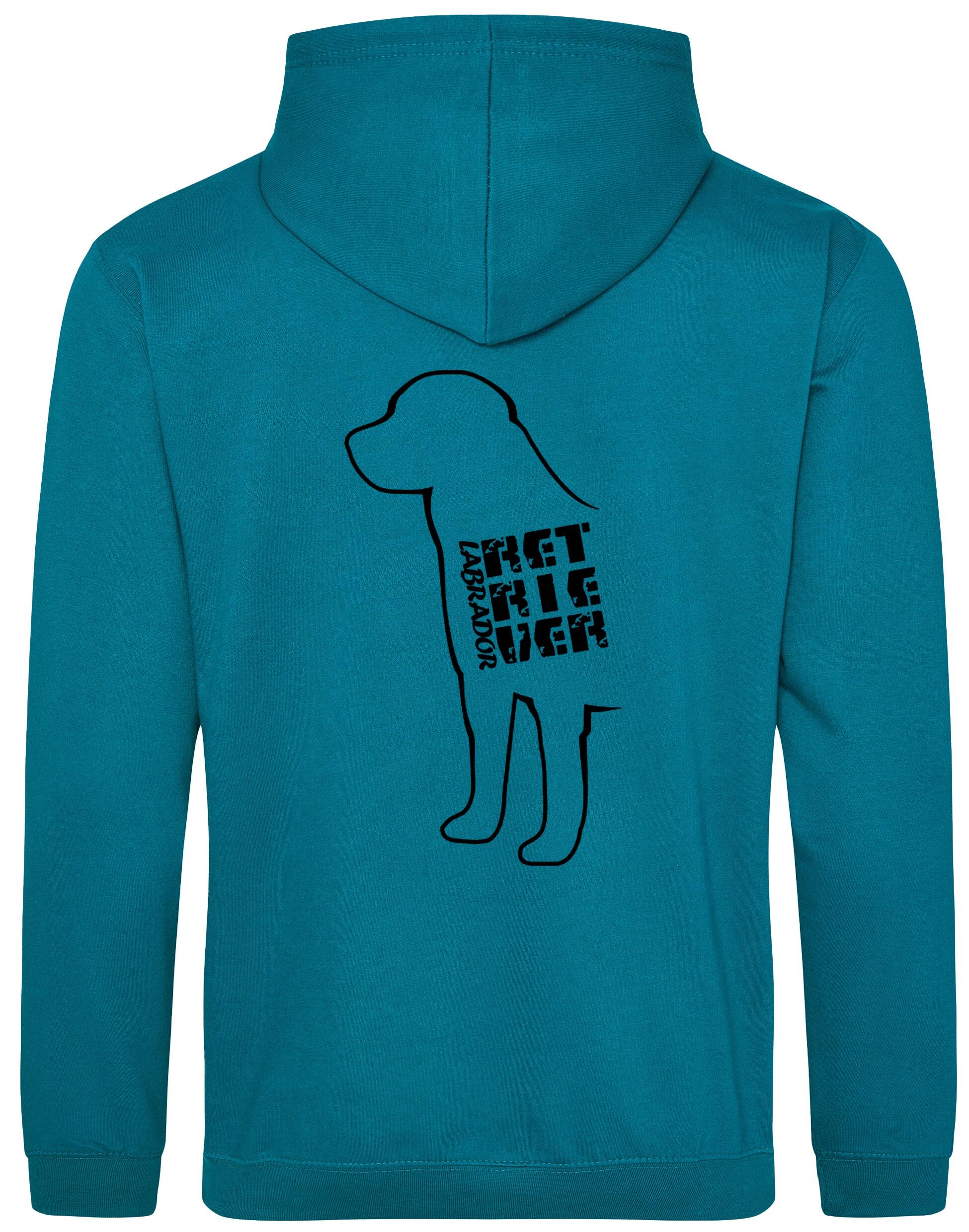 Pullover hoodie with exclusive Labrador Retriever artwork, featuring a brushed fleece interior, kangaroo pocket, and personalization options for ultimate comfort and style.
