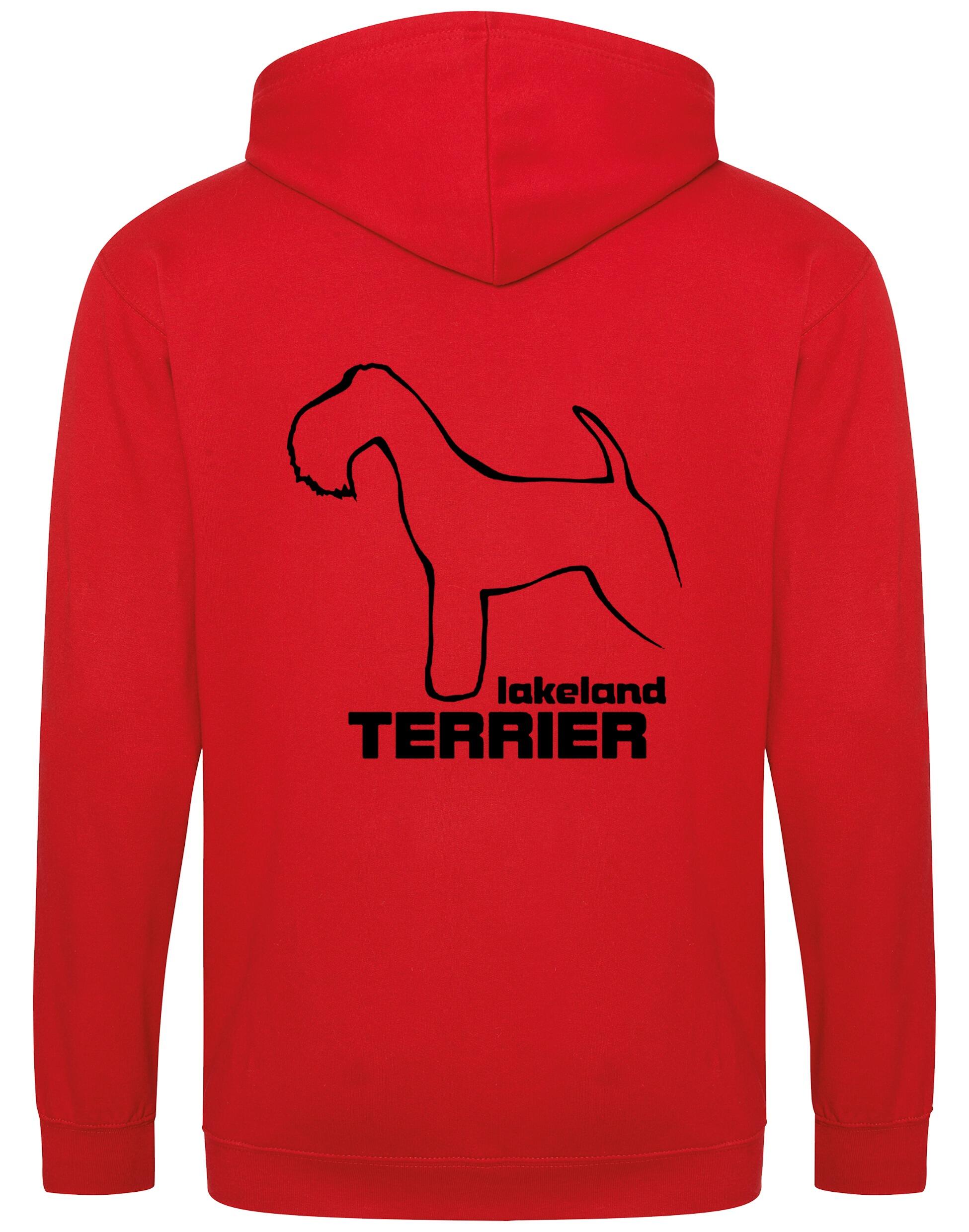 Stylish Lakeland Terrier zipped hoodie with exclusive breed artwork and personalisation options.