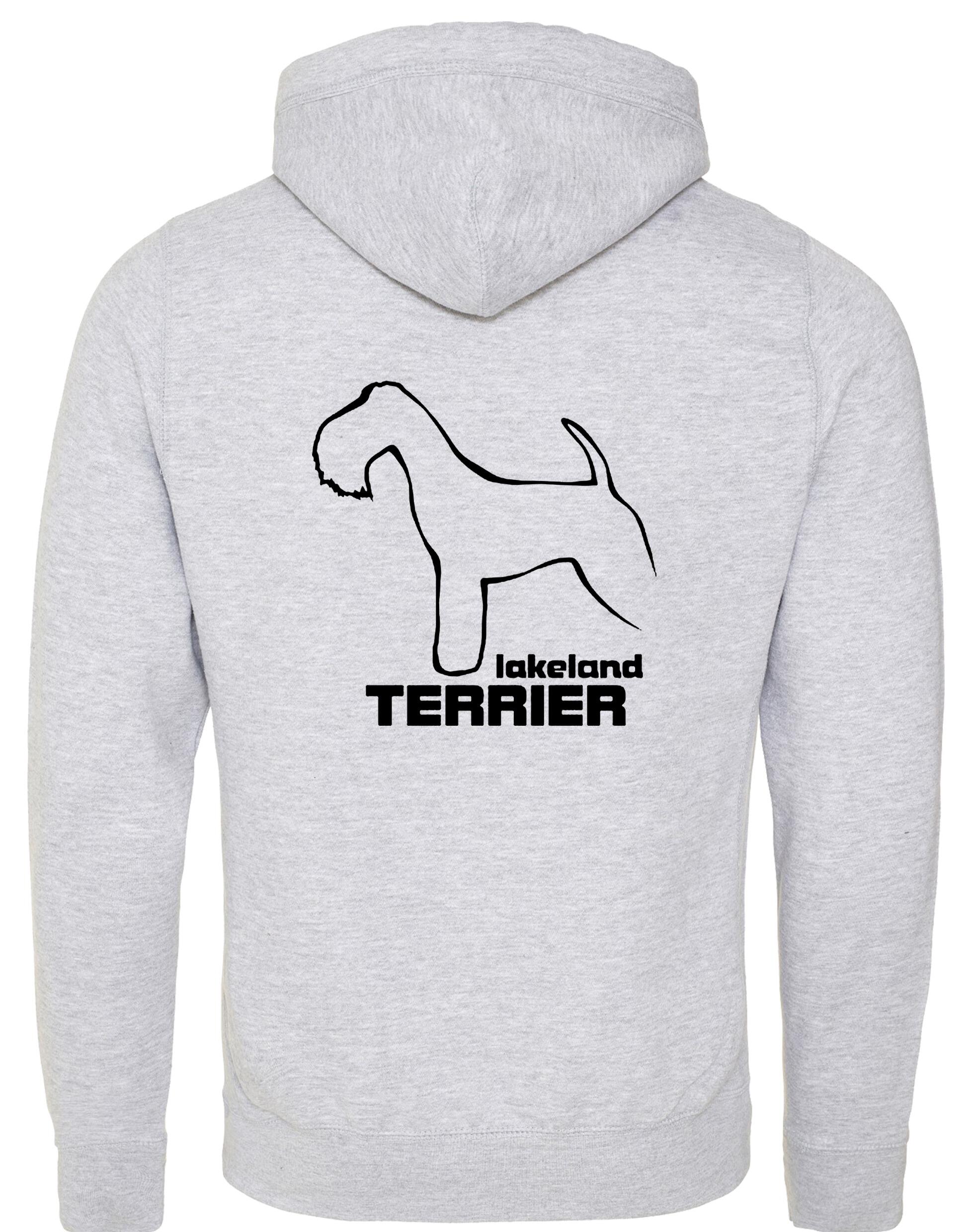 Stylish Lakeland Terrier crossneck pullover hoodie with exclusive breed artwork and cosy fleece interior.