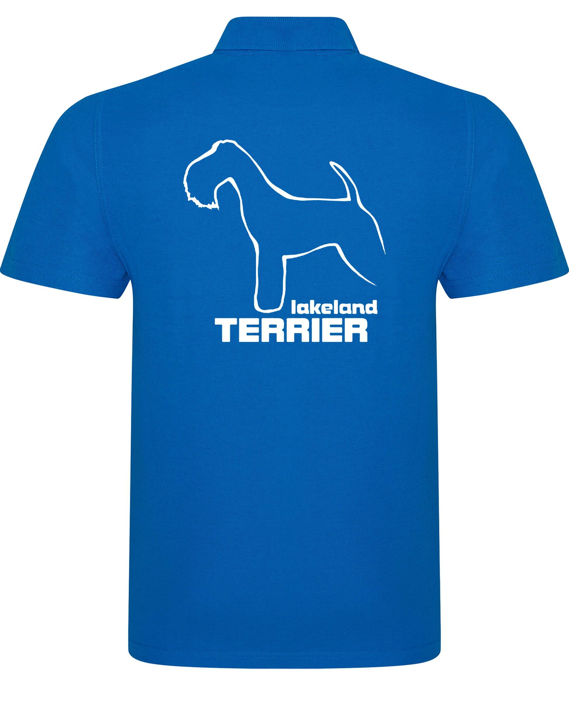 Unisex cotton polo featuring an exclusive Lakeland Terrier design with a relaxed fit.