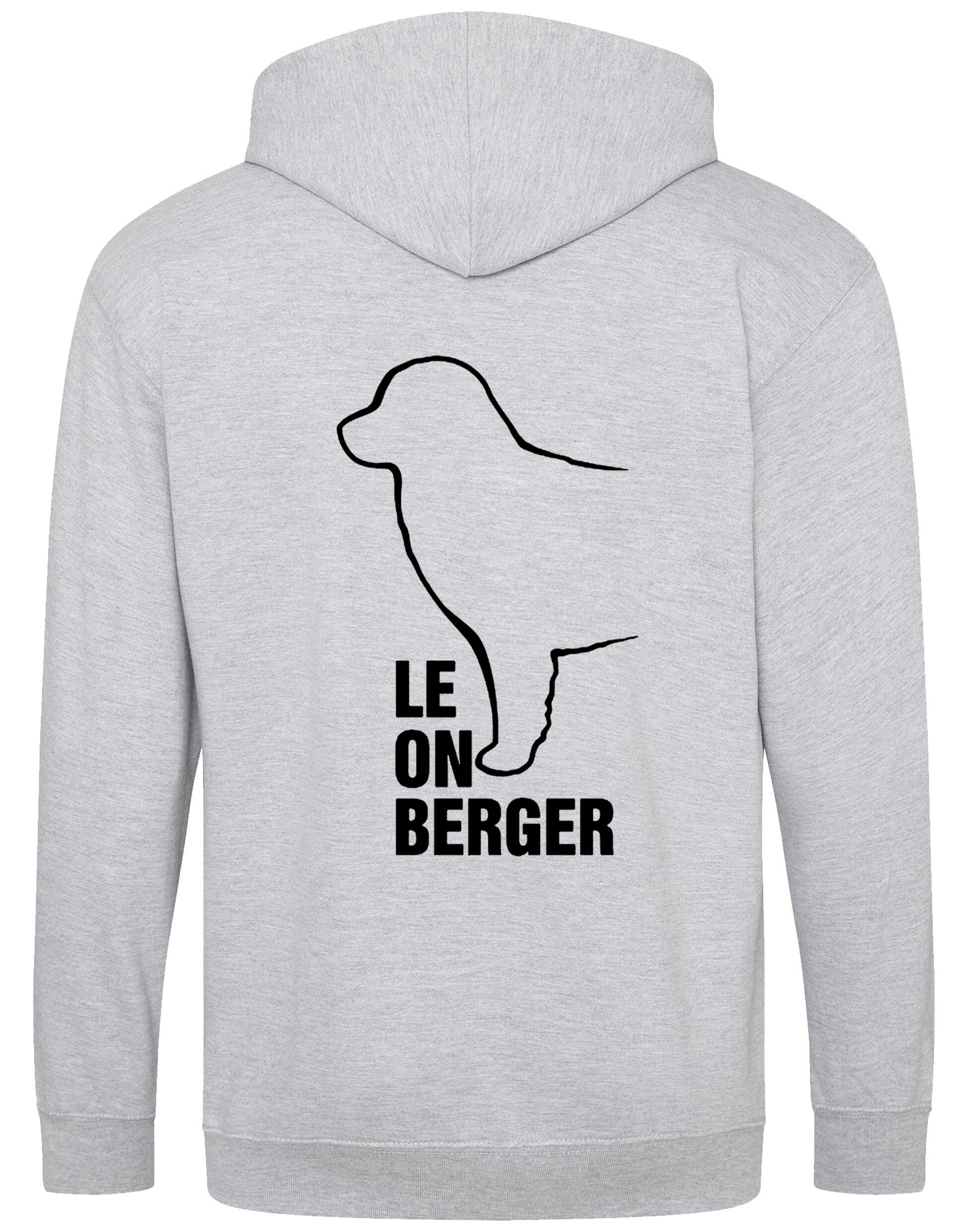 Leonberger zipped hoodie with exclusive breed artwork, personalised details, and practical full-zip design.
