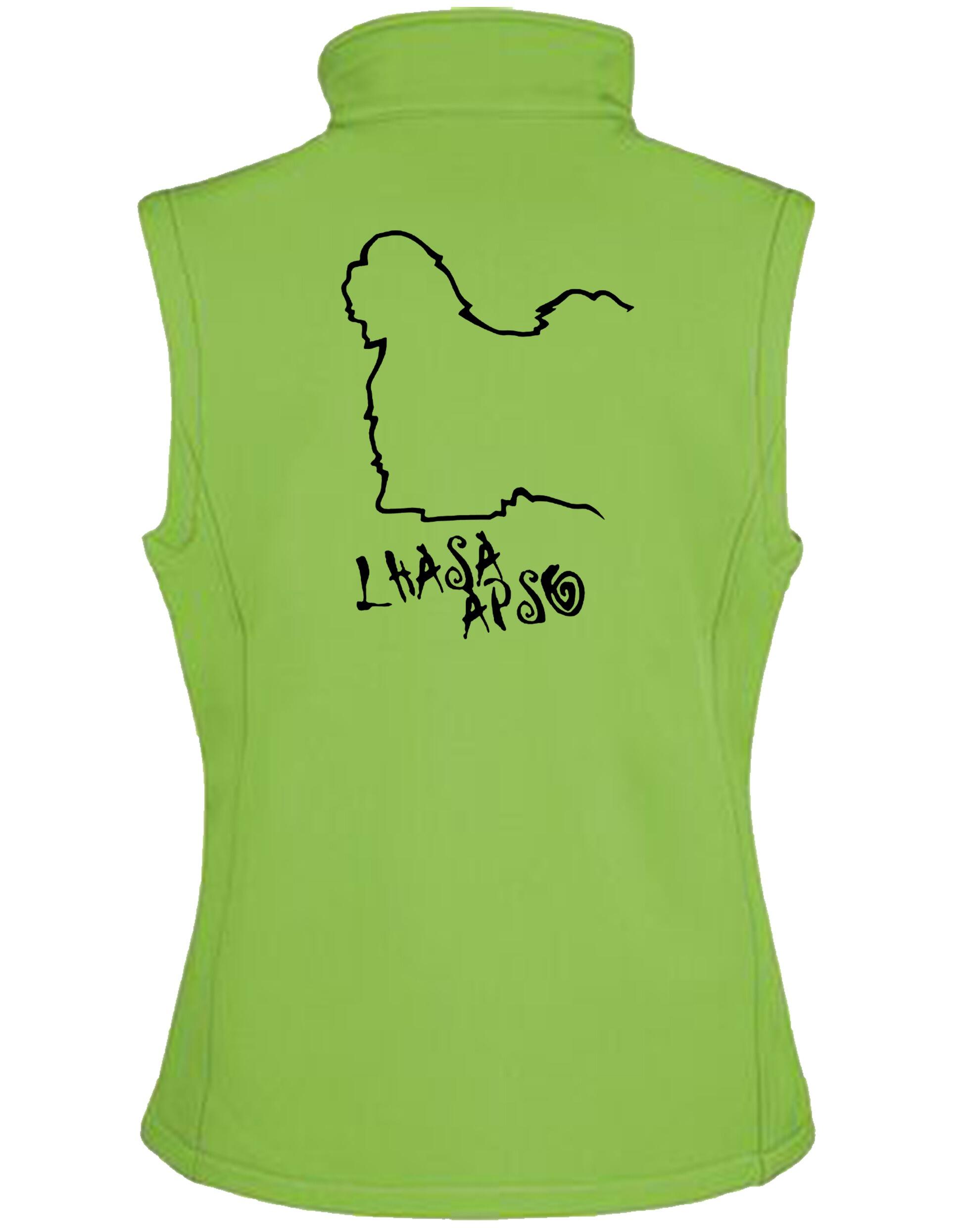 Lhasa Apso Women’s Softshell Gilet with exclusive breed design, water-resistant fabric, and personalisation options for stylish comfort.